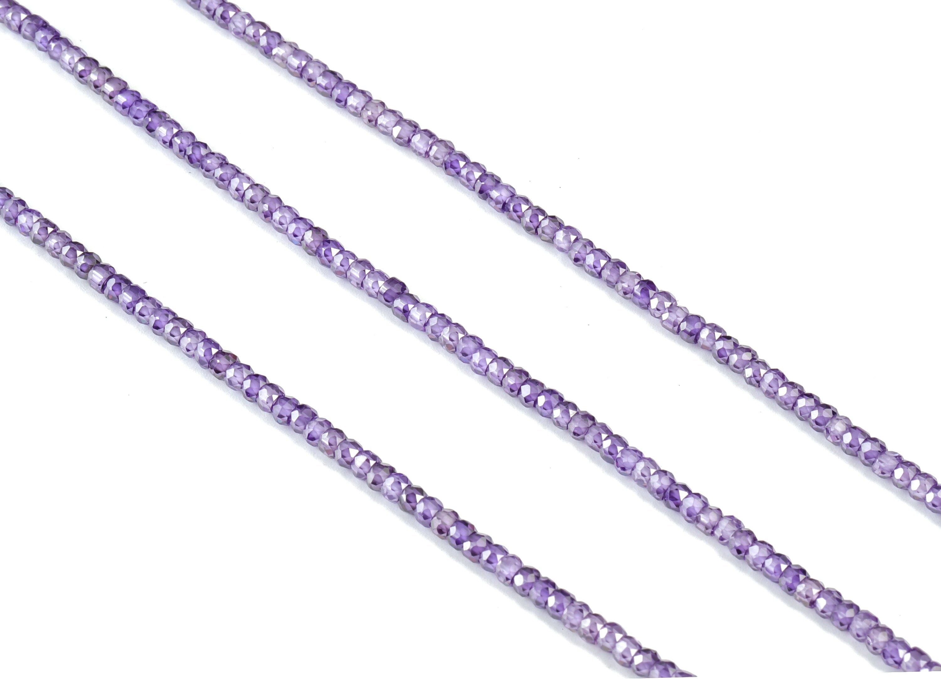 Purple Zircon Round Beads 2-3mm - 15.5 Inch - Purple Faceted Zircon Round Beads - Gemstone Beads - 2x3mm - NS1241 - DOMEDBAZAAR