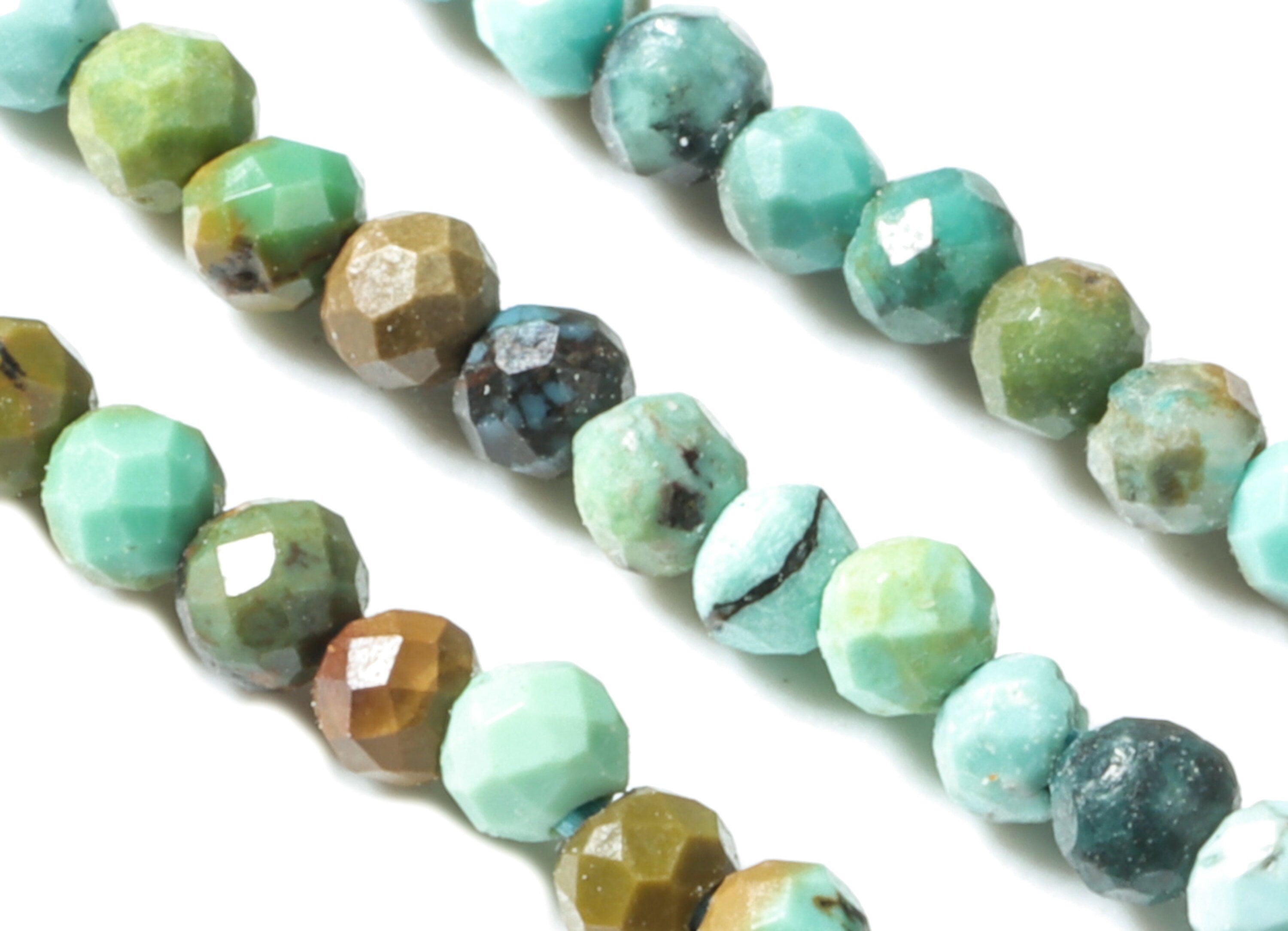 Turquoise Round Beads 2mm - 15.5 inch - Faceted Round Gemstone Beads - Natural Stone Beads - 2x2mm - NS1223 - DOMEDBAZAAR