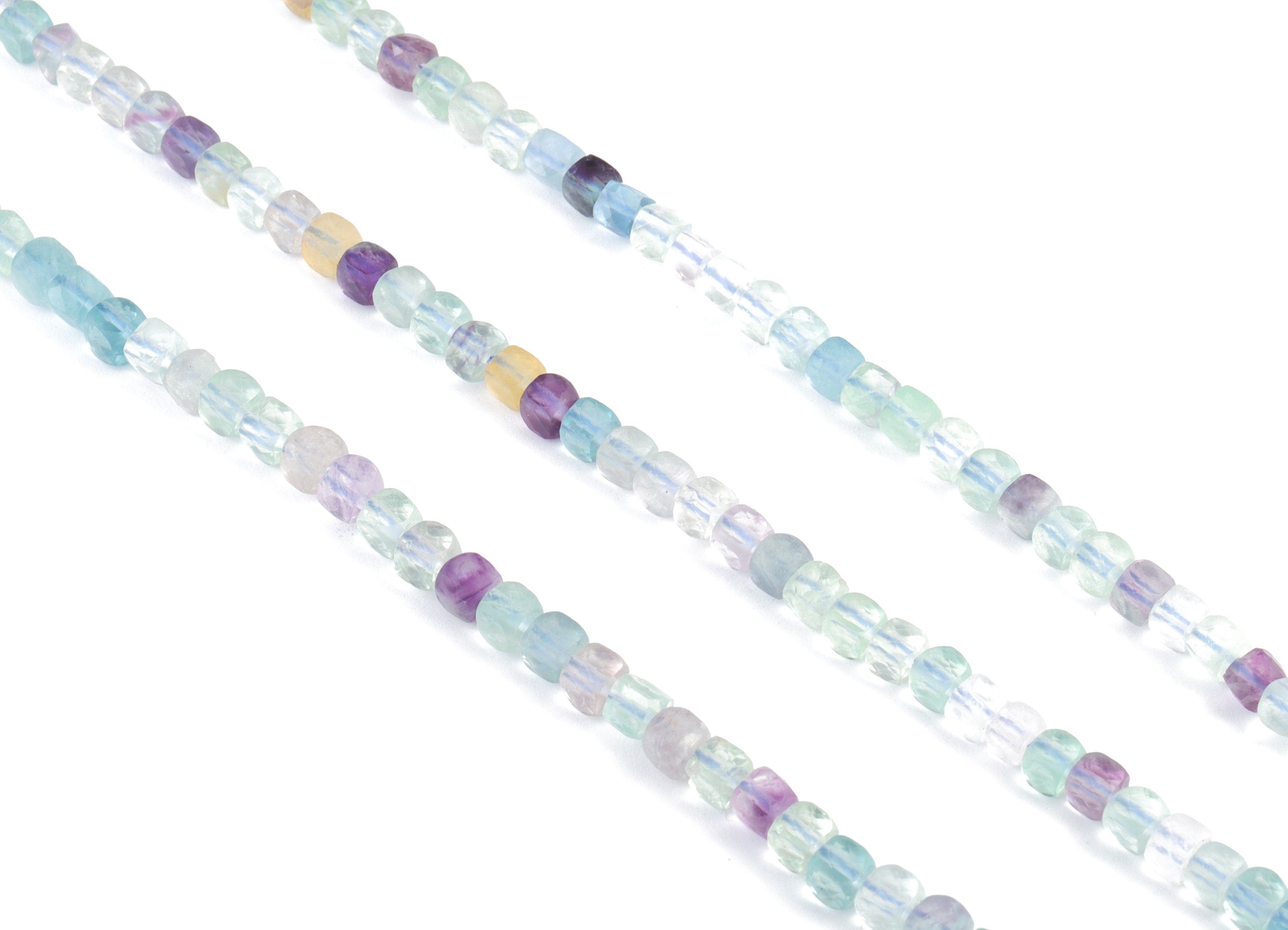 Flourite Cube Beads 4mm - 15.5 inch - Faceted Cube Gemstone Beads - Natural Stone Beads - 4x4mm - NS1085 - DOMEDBAZAAR