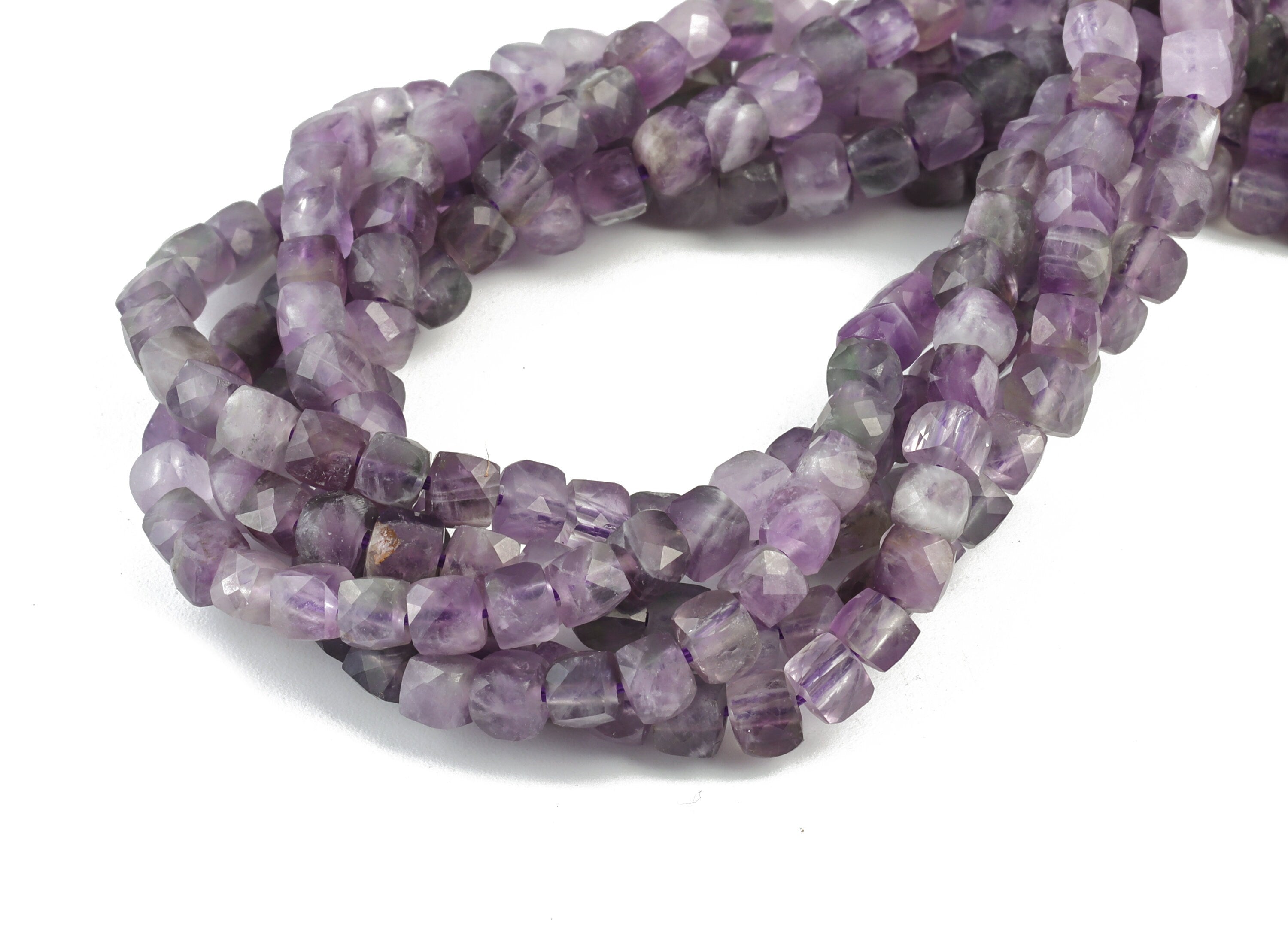 Amethyst Cube Beads 4mm - 15.5 inch - Faceted Cube Gemstone Beads - Natural Stone Beads - 4x4mm - NS1123 - DOMEDBAZAAR