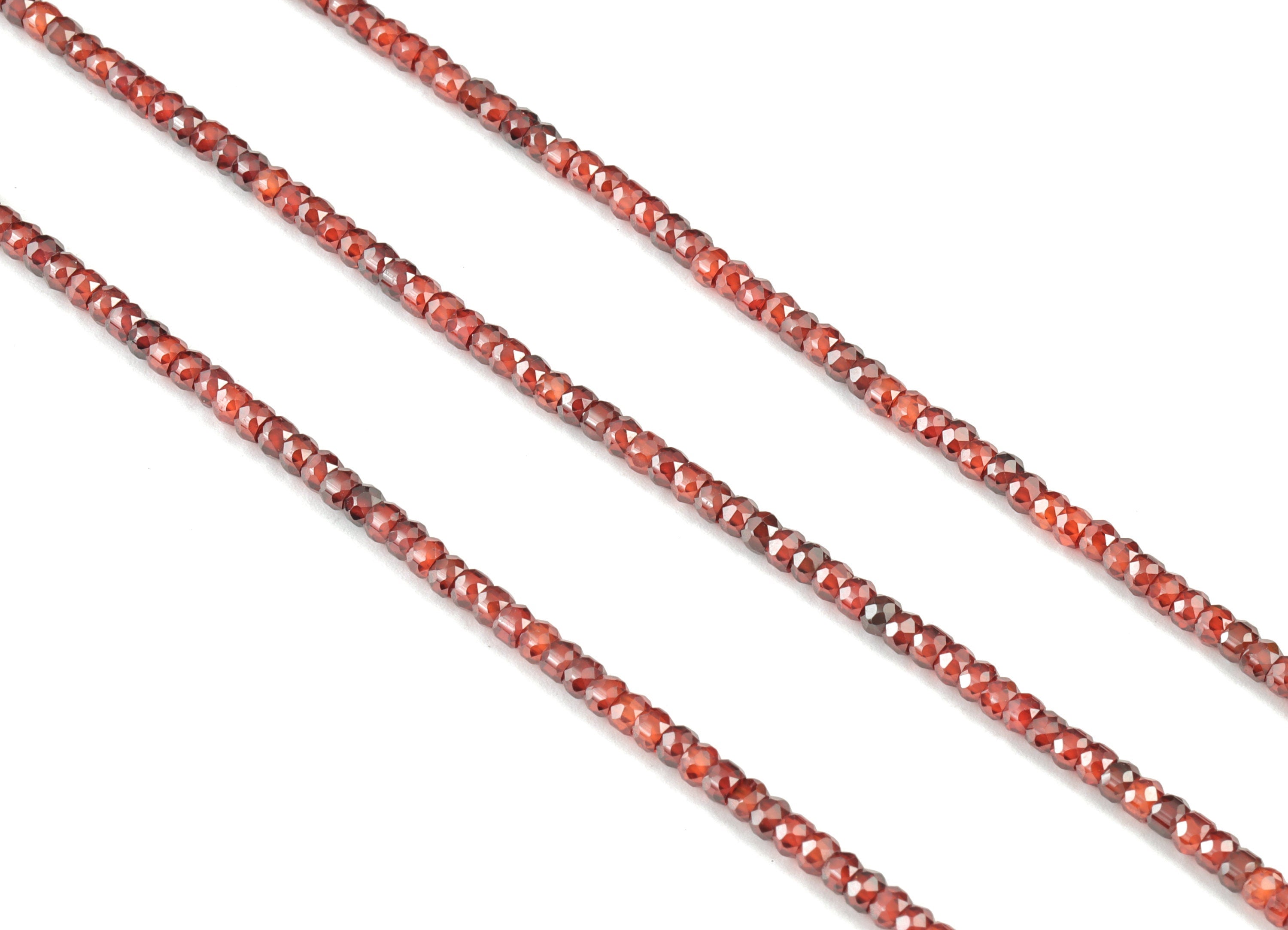 Coral Zircon Rondelle Beads 3mm - 15.5 Inch - Coral Faceted Zircon Round Beads - Gemstone Beads - NS1147C - DOMEDBAZAAR