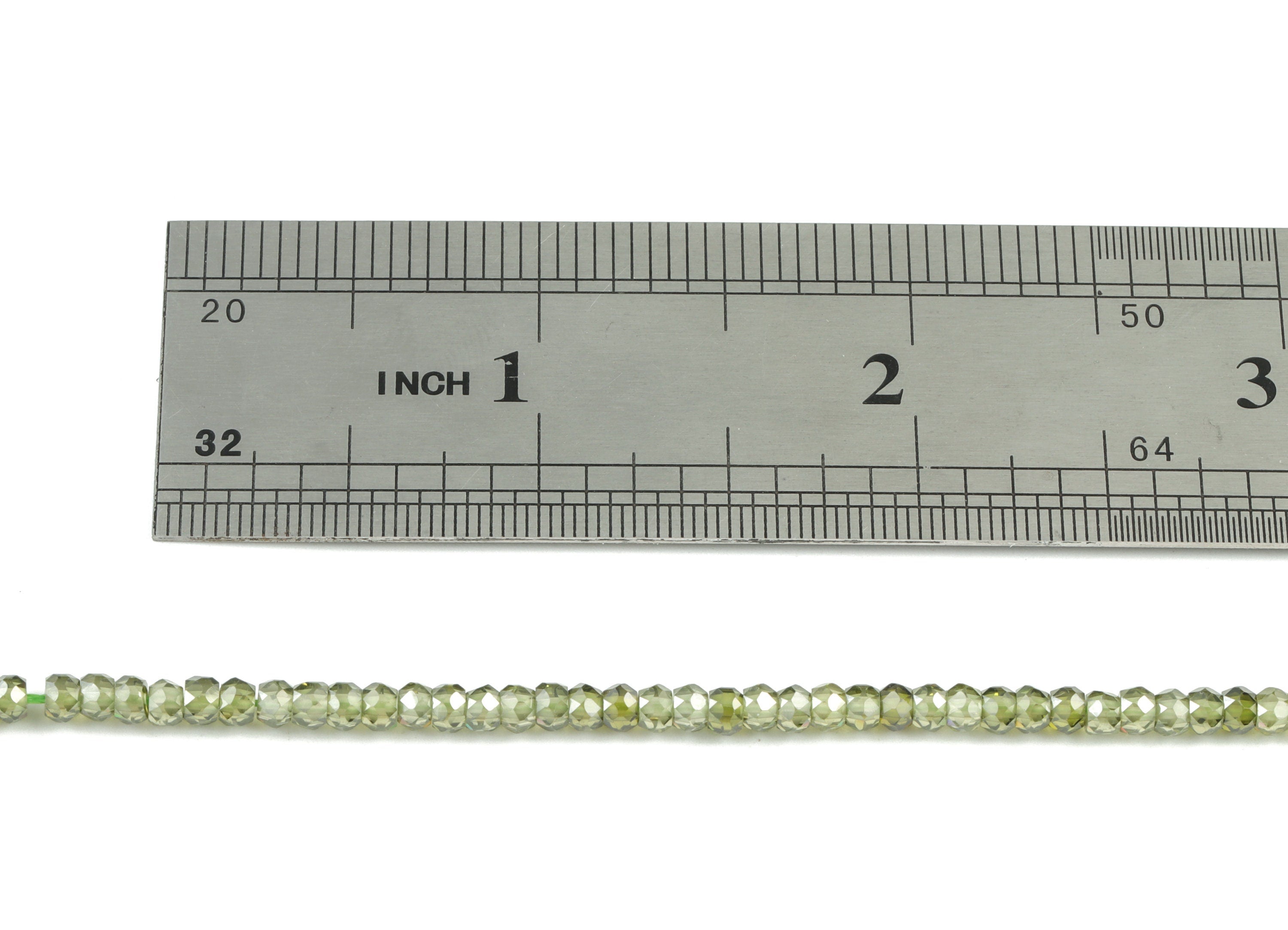 Green Zircon Rondelle Beads 3mm - 15.5 Inch - Green Faceted Zircon Round Beads - Gemstone Beads - NS1147F - DOMEDBAZAAR