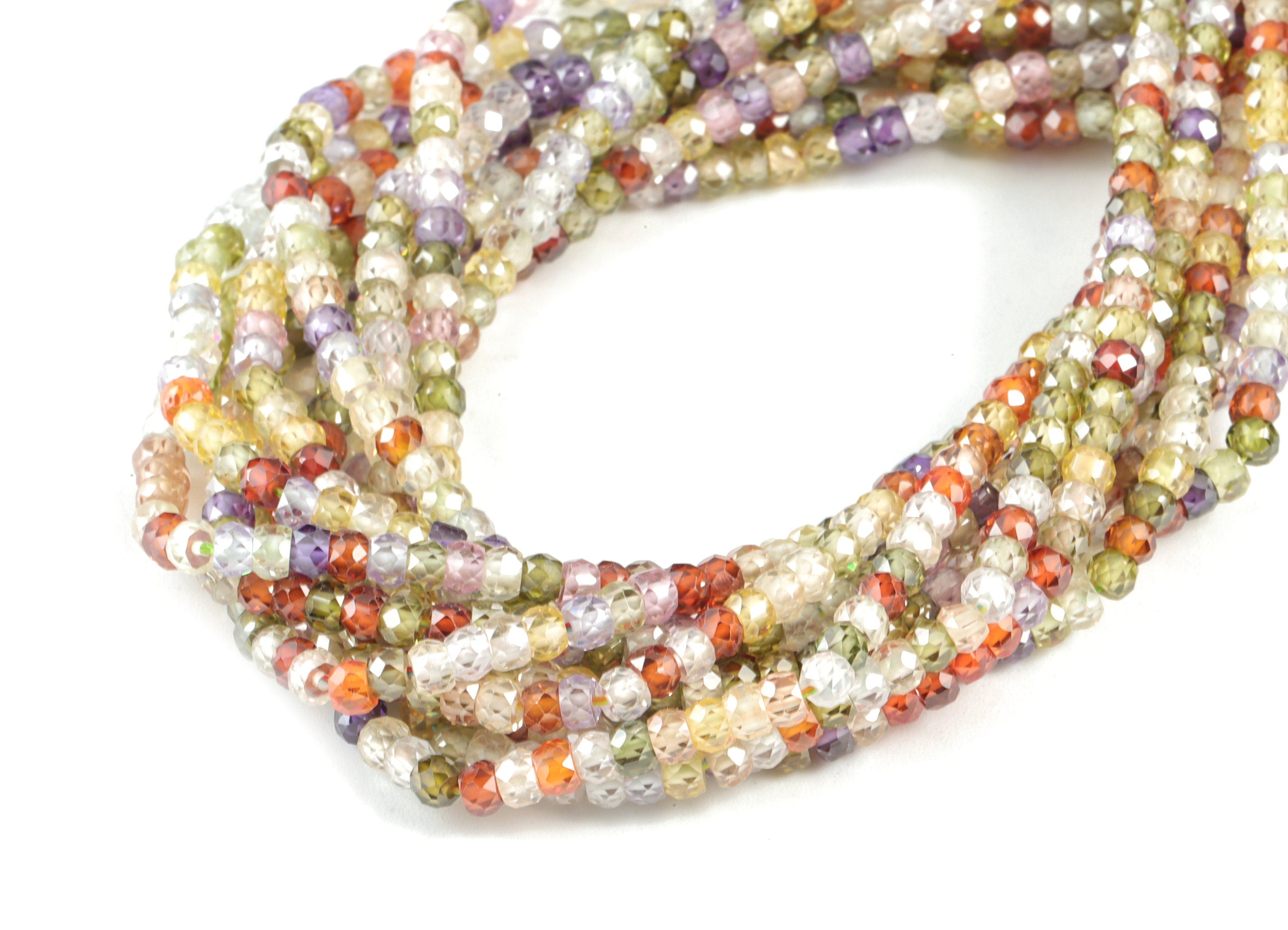 Zircon Rondelle Beads 3mm - 15.5 Inch - Faceted Zircon Round Beads - Gemstone Beads - NS1147K - DOMEDBAZAAR