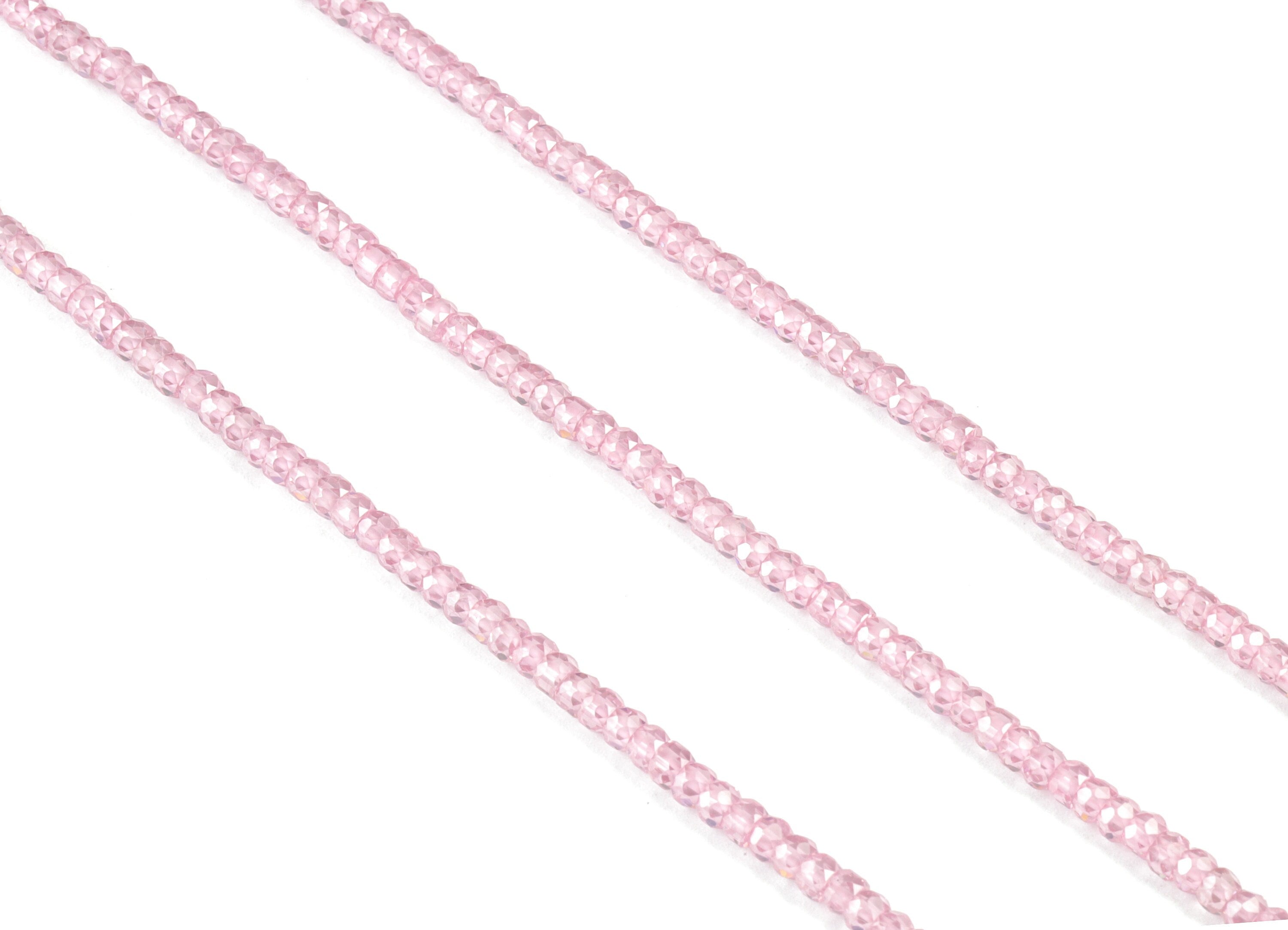 Pink Zircon Rondelle Beads 3mm - 15.5 Inch - Pink Faceted Zircon Round Beads - Gemstone Beads - NS1147L - DOMEDBAZAAR