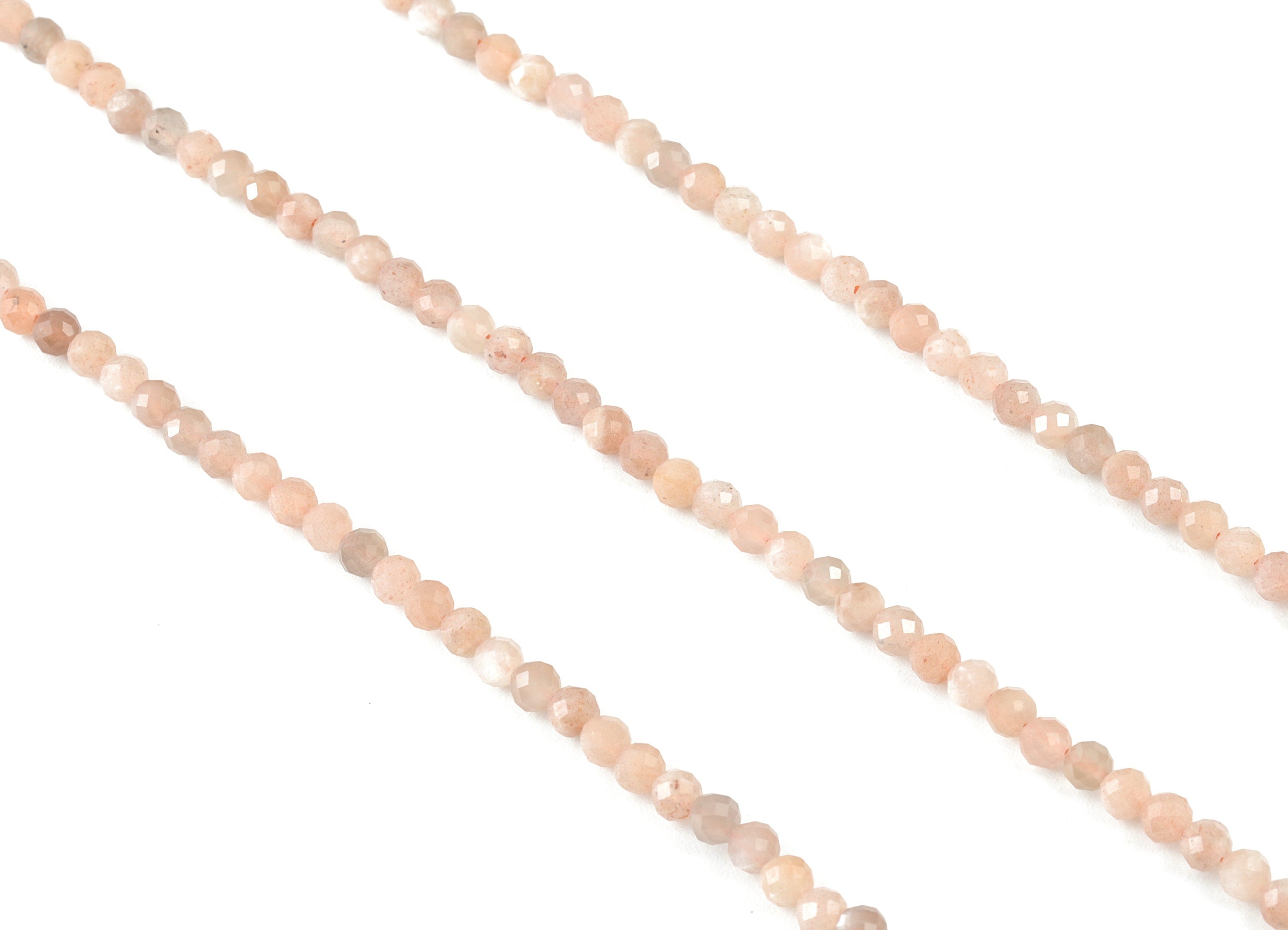 Orange Moon Stone Round Beads 3mm - 15.5 inch - Faceted Round Gemstone Beads - Natural Stone Beads - 3x3mm - NS1166 - DOMEDBAZAAR