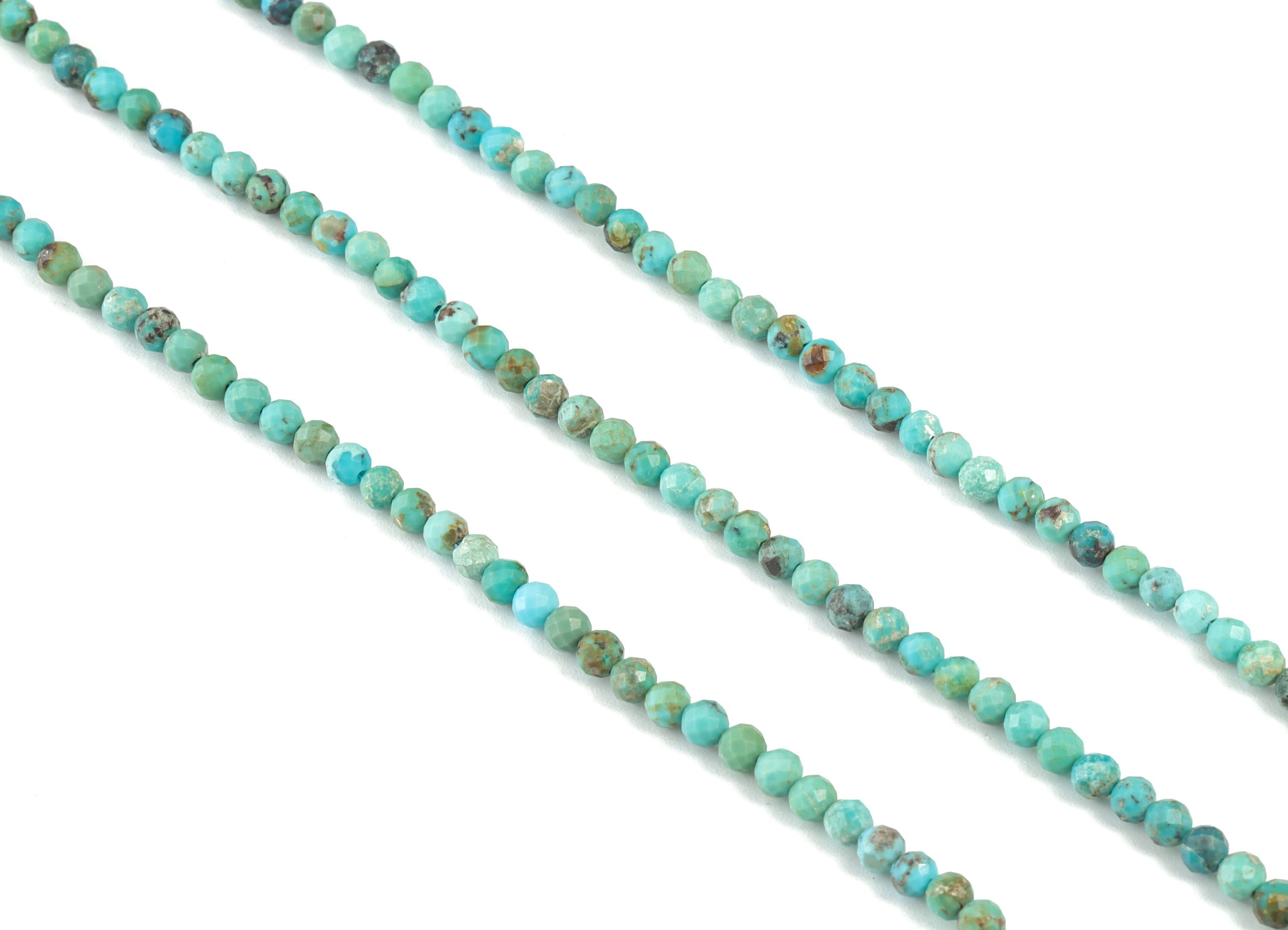 Turquoise Natural Round Beads 3mm - 15.5 inch - Faceted Round Gemstone Beads - Natural Stone Beads - 3x3mm - NS1188 - DOMEDBAZAAR