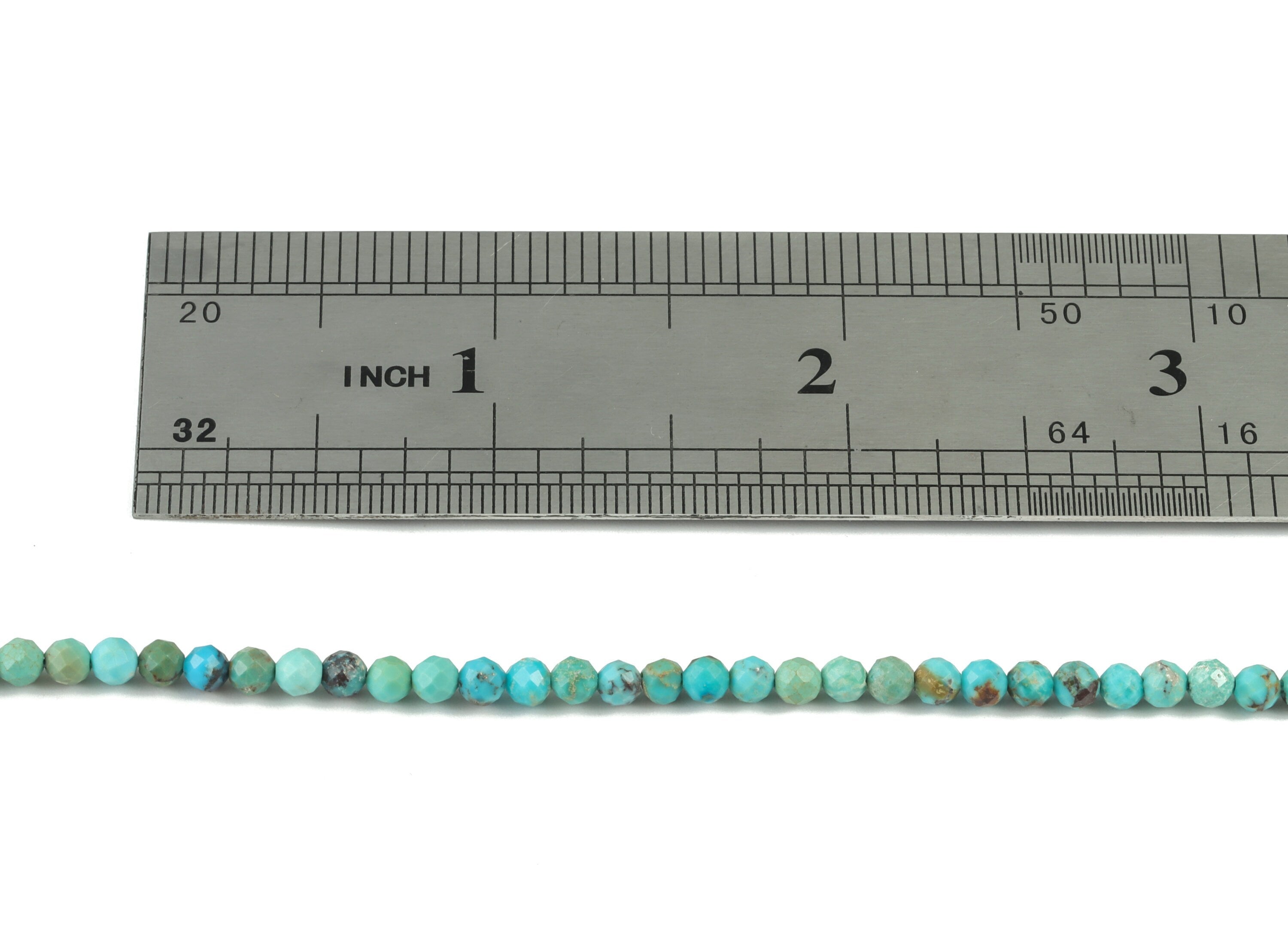 Turquoise Natural Round Beads 3mm - 15.5 inch - Faceted Round Gemstone Beads - Natural Stone Beads - 3x3mm - NS1188 - DOMEDBAZAAR
