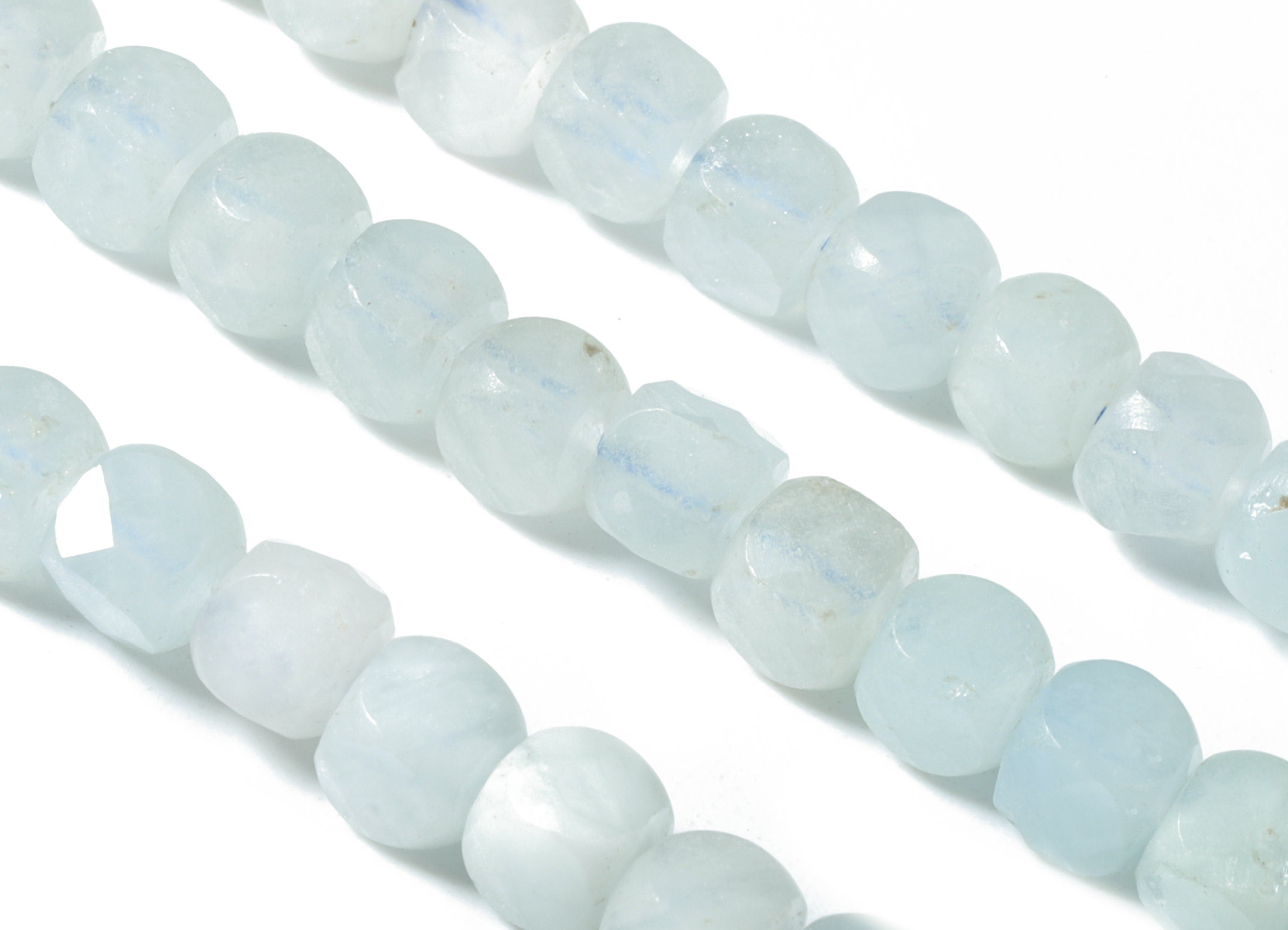 Aquamarine Cube Beads 4mm - 15.5 inch - Faceted Cube Gemstone Beads - Natural Stone Beads - 4x4mm - NS1115 - DOMEDBAZAAR