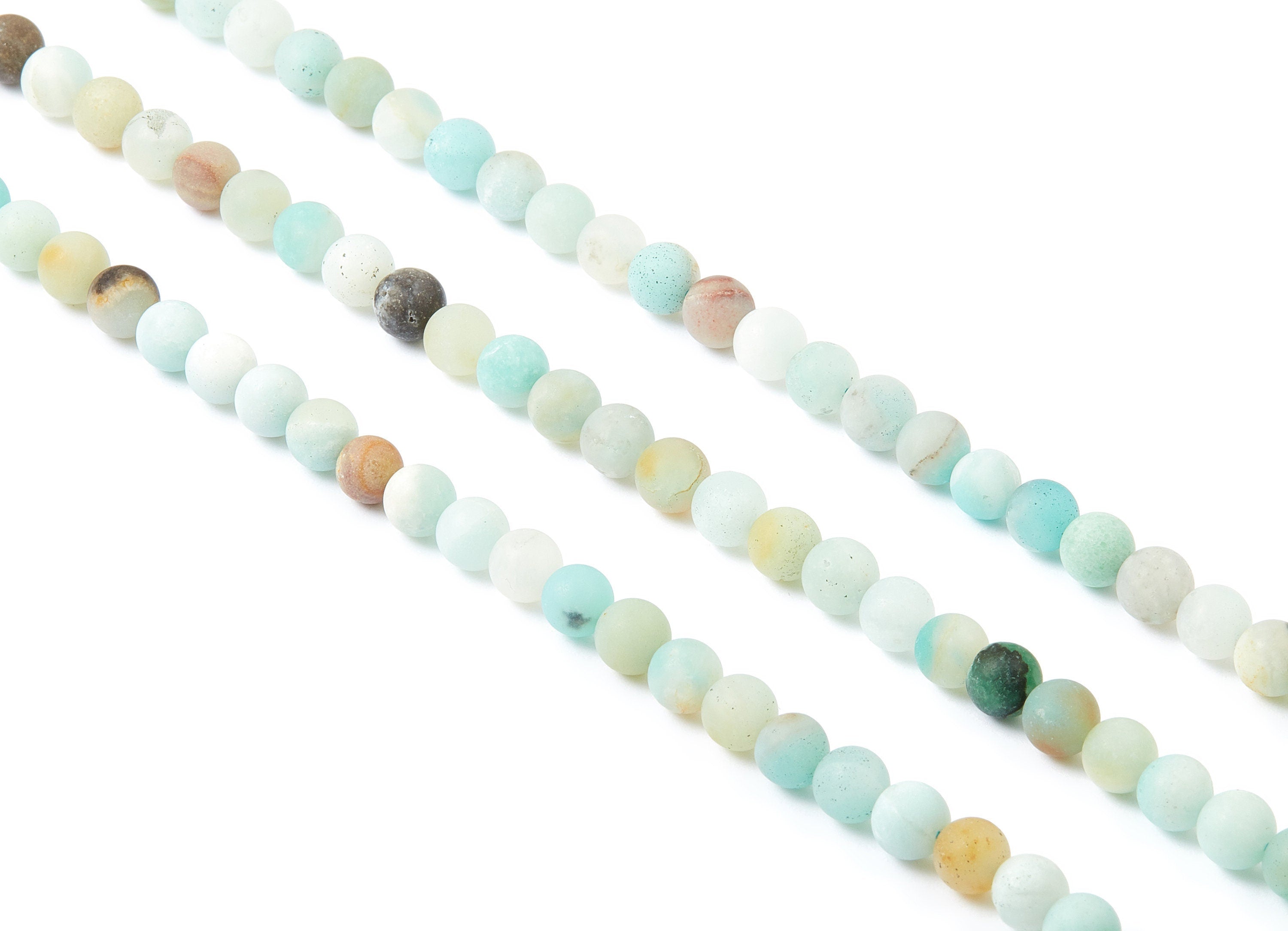 Round Gemstone Beads - Matte China Amazonite Beads - 15.2" / 65pcs / 1 strand - 6.25x6.25mm - Gemstone Beads - NS1012J - DOMEDBAZAAR