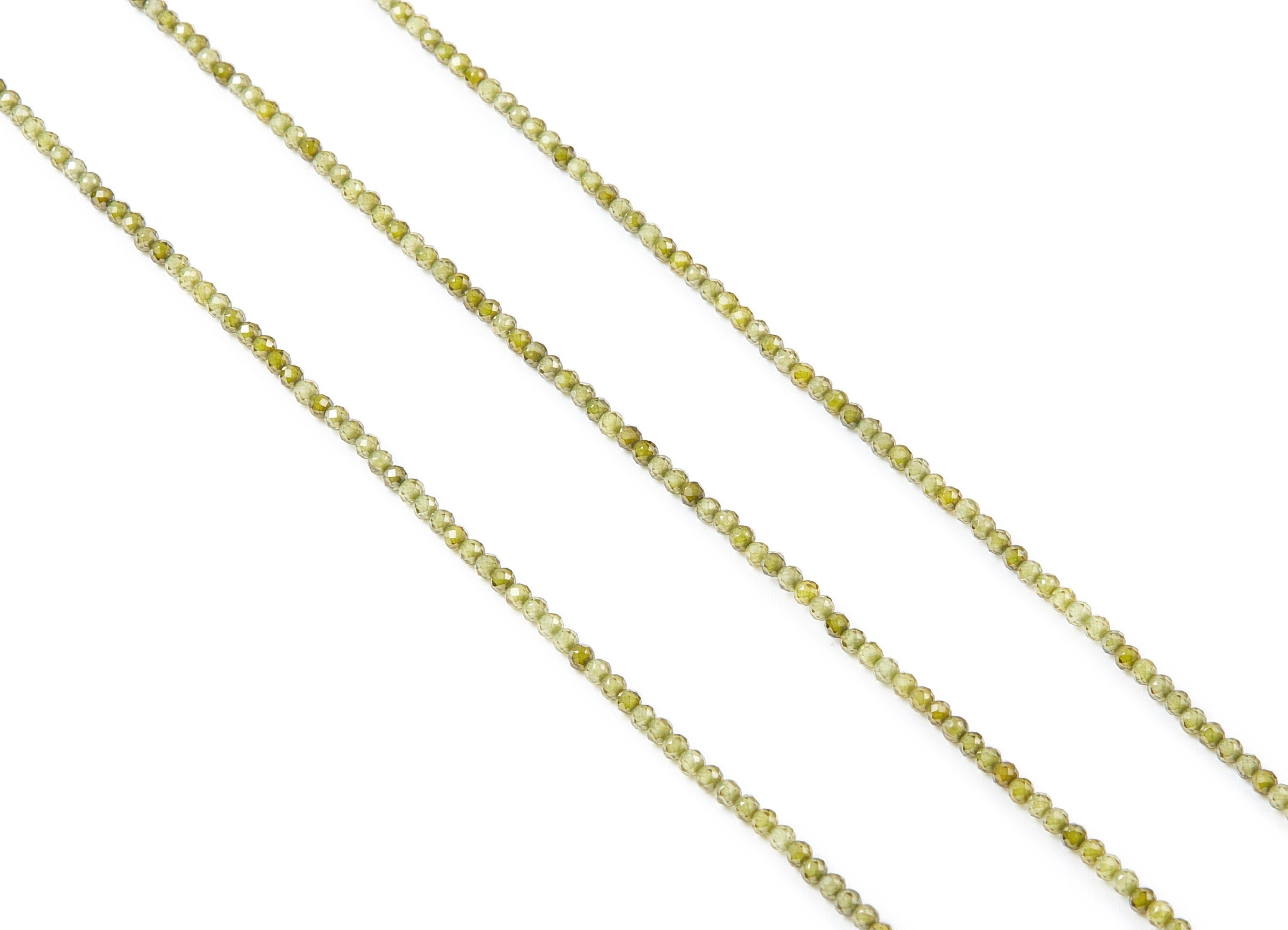 Green Zircon Round Faceted Beads - Green Zircon Beads - 15.1" / 202pcs / 1 Strand - 2x2mm - Gemstone Beads - NS1020A - DOMEDBAZAAR