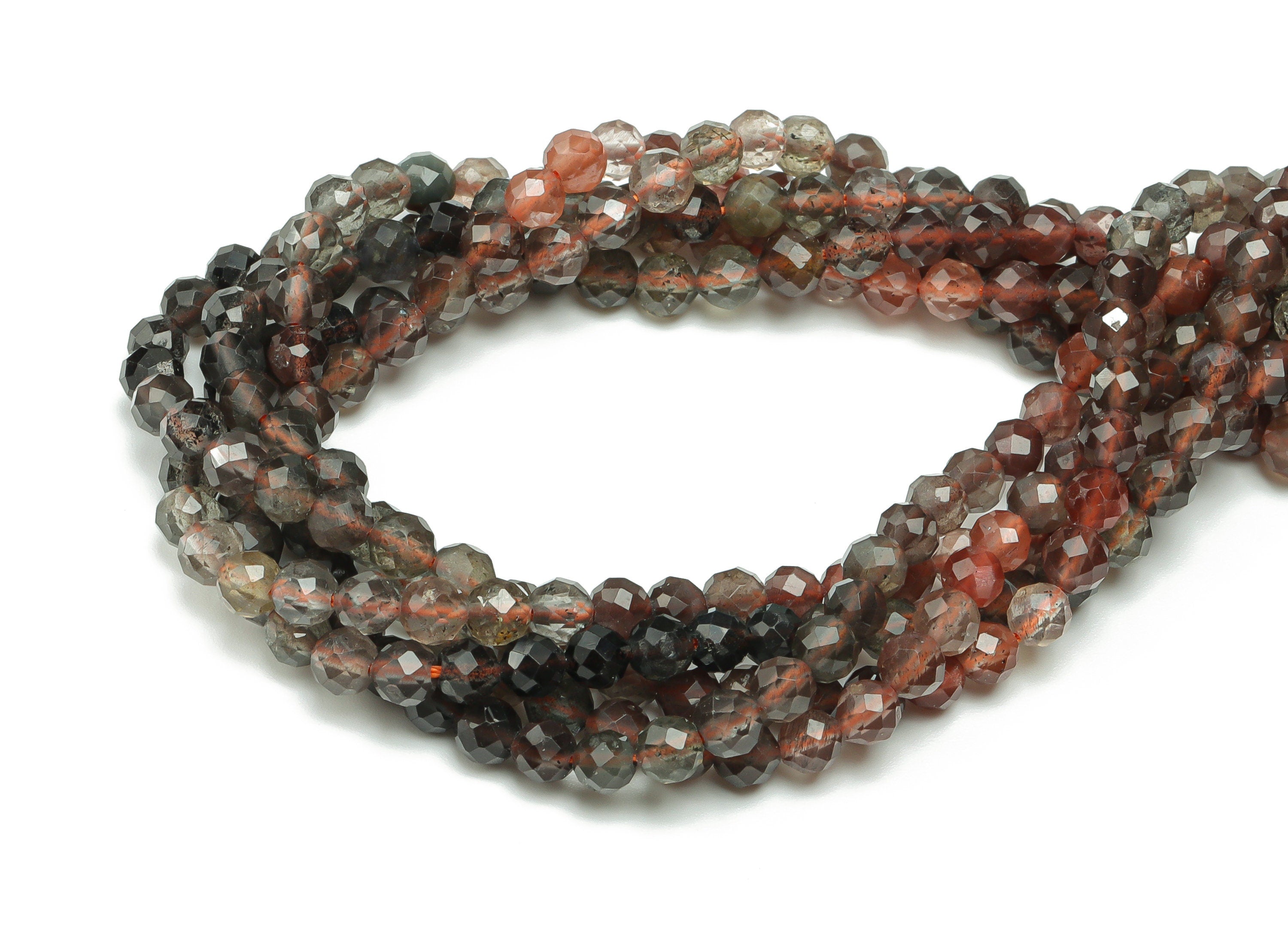 Moonstone Cat 's Eye Round Beads 4mm - 15.5 inch - Faceted Round Gemstone Beads - Natural Stone Beads - 4x4mm - NS1472 - DOMEDBAZAAR