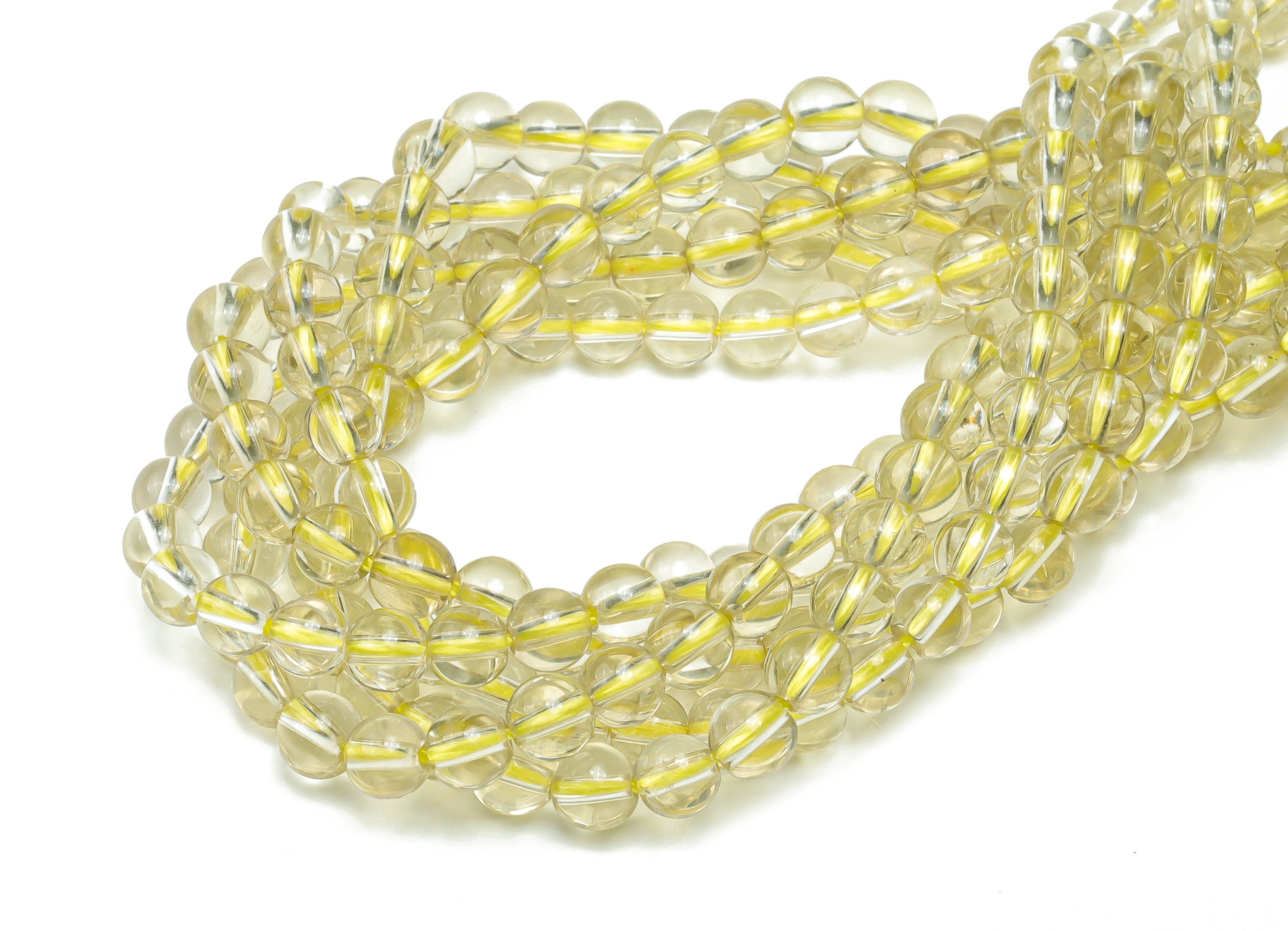 Lemon Crystal Round Beads 5mm - 15.5 inch - Round Gemstone Beads - Natural Stone Beads - 4x4mm - NS1469 - DOMEDBAZAAR