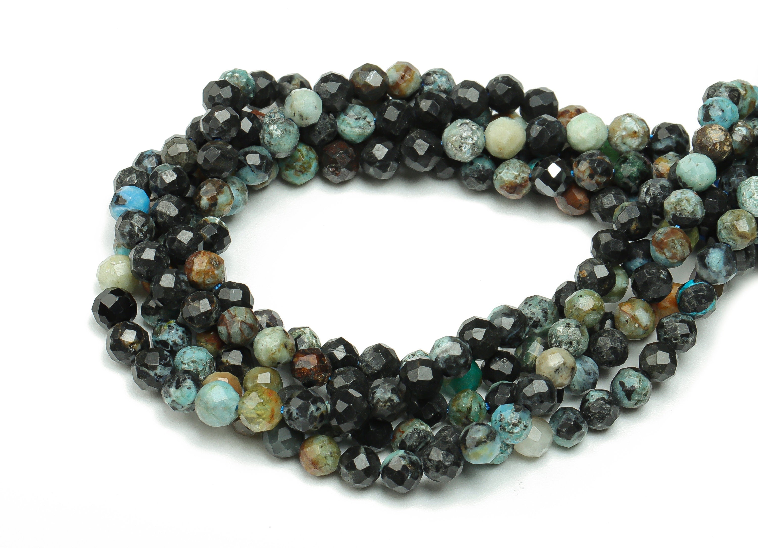 Turquoise Round Beads 4mm - 15.5 inch - Kallaite Faceted Round Gemstone Beads - Natural Stone Beads - 4x4mm - NS1484 - DOMEDBAZAAR