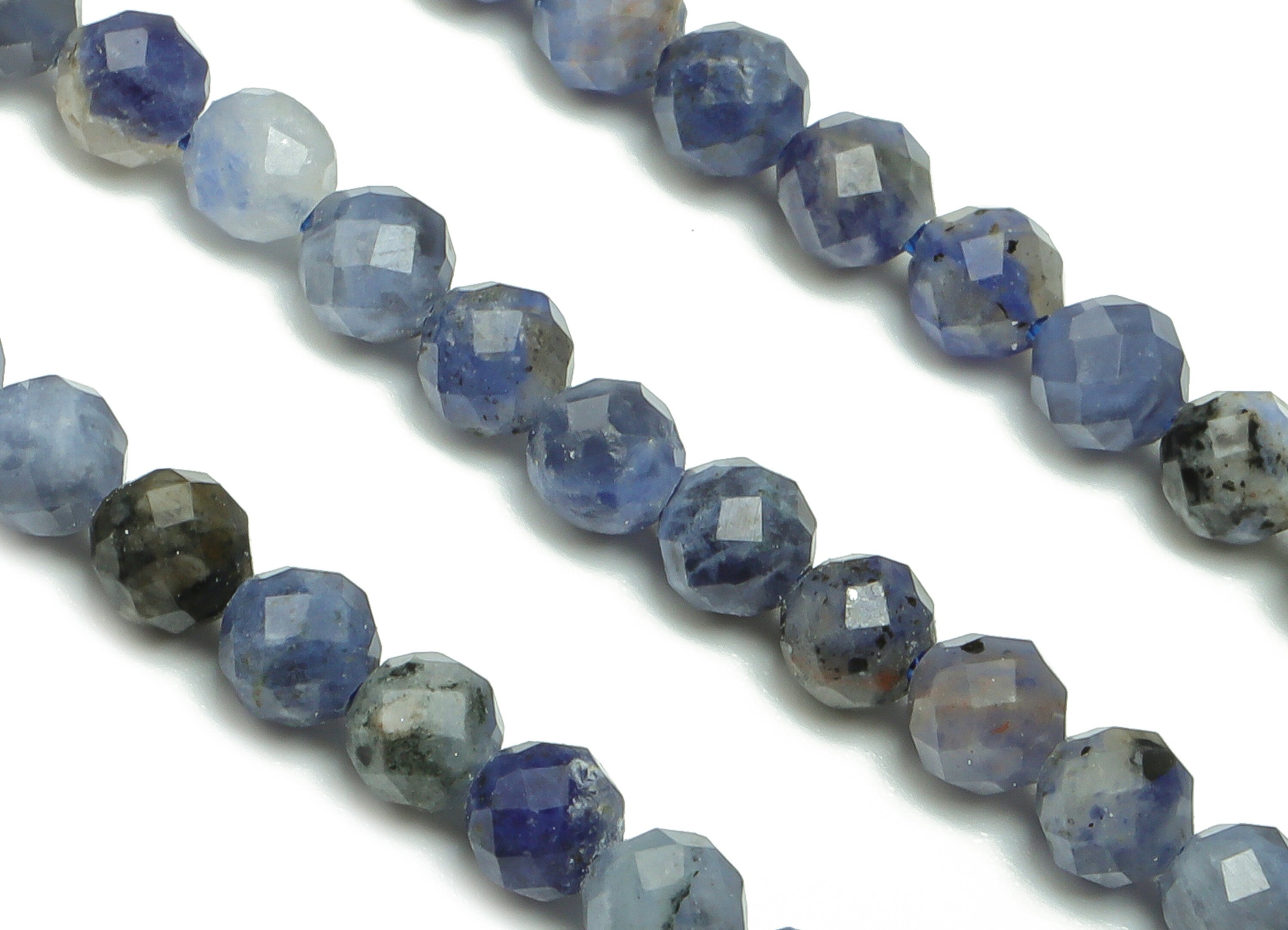 Sodalite Round Beads 4mm - 15.5 inch - Faceted Round Gemstone Beads - Natural Stone Beads - 4mm - NS1505 - DOMEDBAZAAR