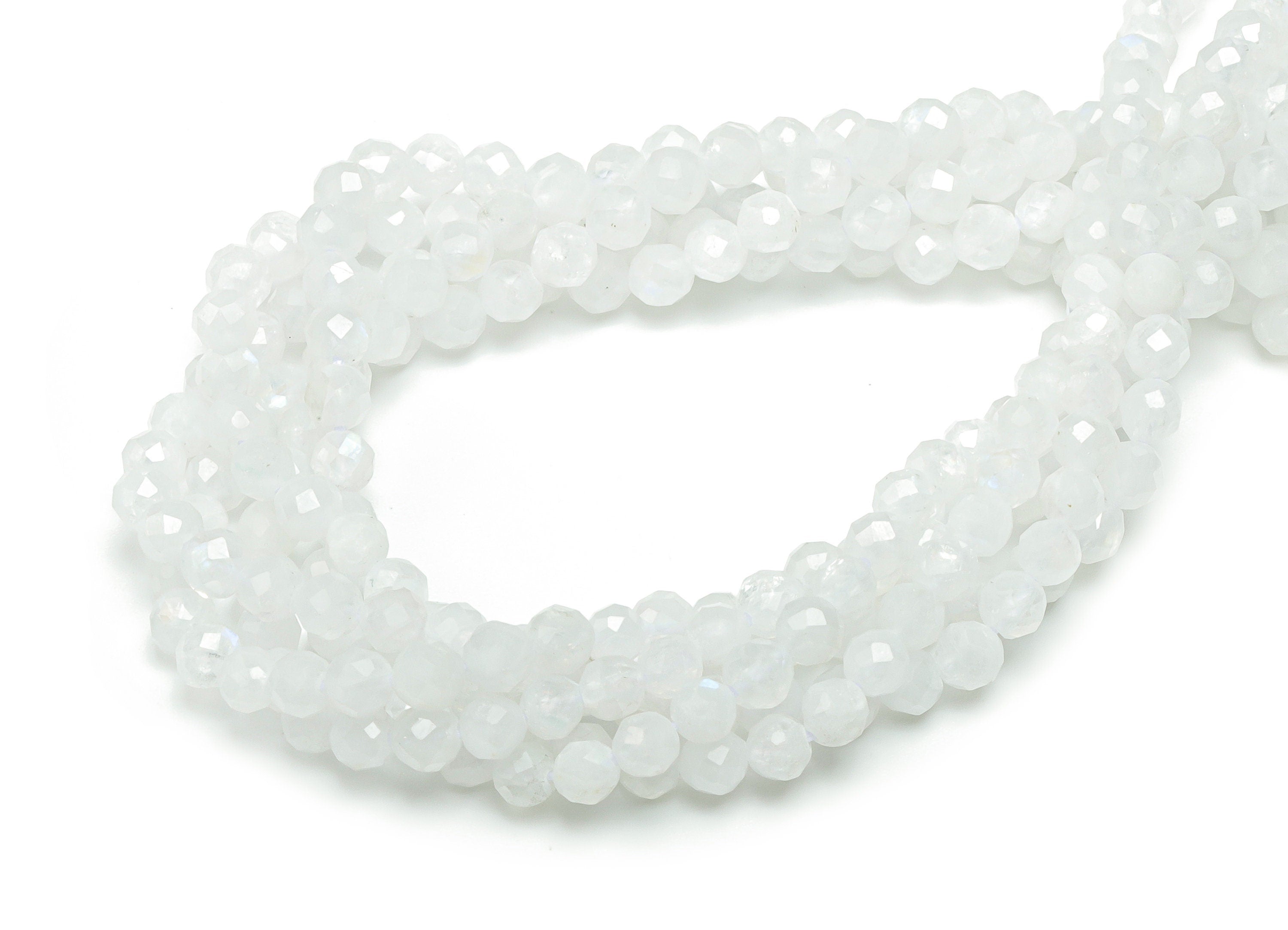 Blue Moonstone Round Beads 4mm - 15.5 inch - Faceted Round Gemstone Beads - Natural Stone Beads - 4x4mm - NS1523 - DOMEDBAZAAR