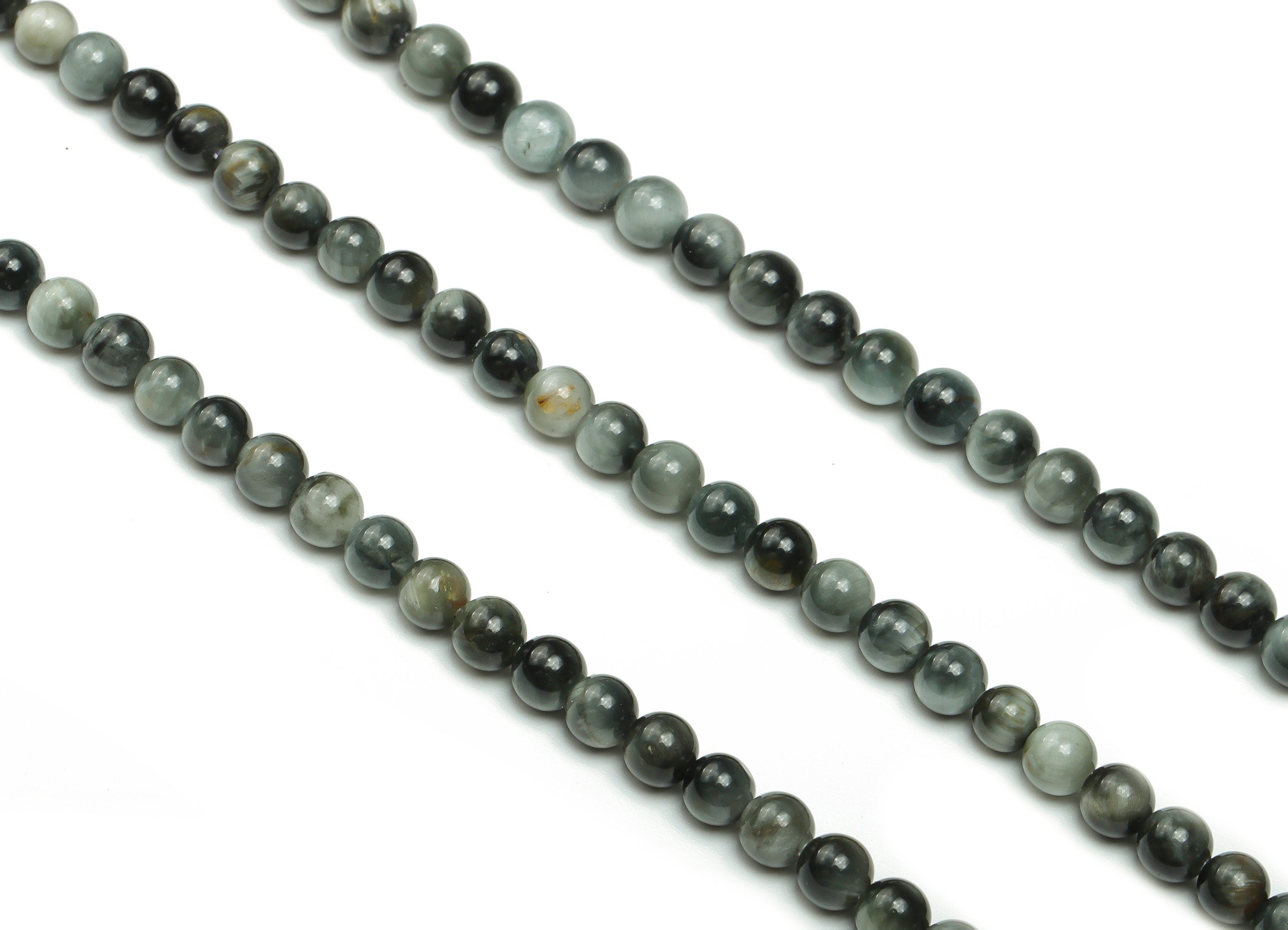 The Eagle‘s Eye Round Beads 4mm - 15.5 inch - Round Gemstone Beads - Natural Stone Beads - 4x4m - NS1508 - DOMEDBAZAAR