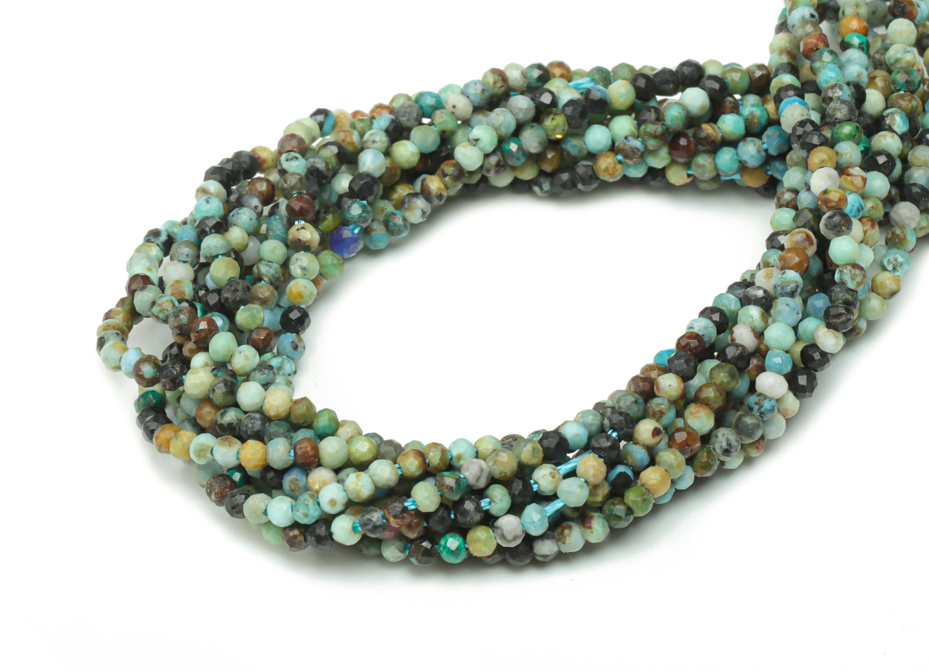 Turquoise Round Beads 2mm - 15.5 inch - Kallaite Faceted Round Gemstone Beads - Natural Stone Beads - 2x2mm - NS1542 - DOMEDBAZAAR