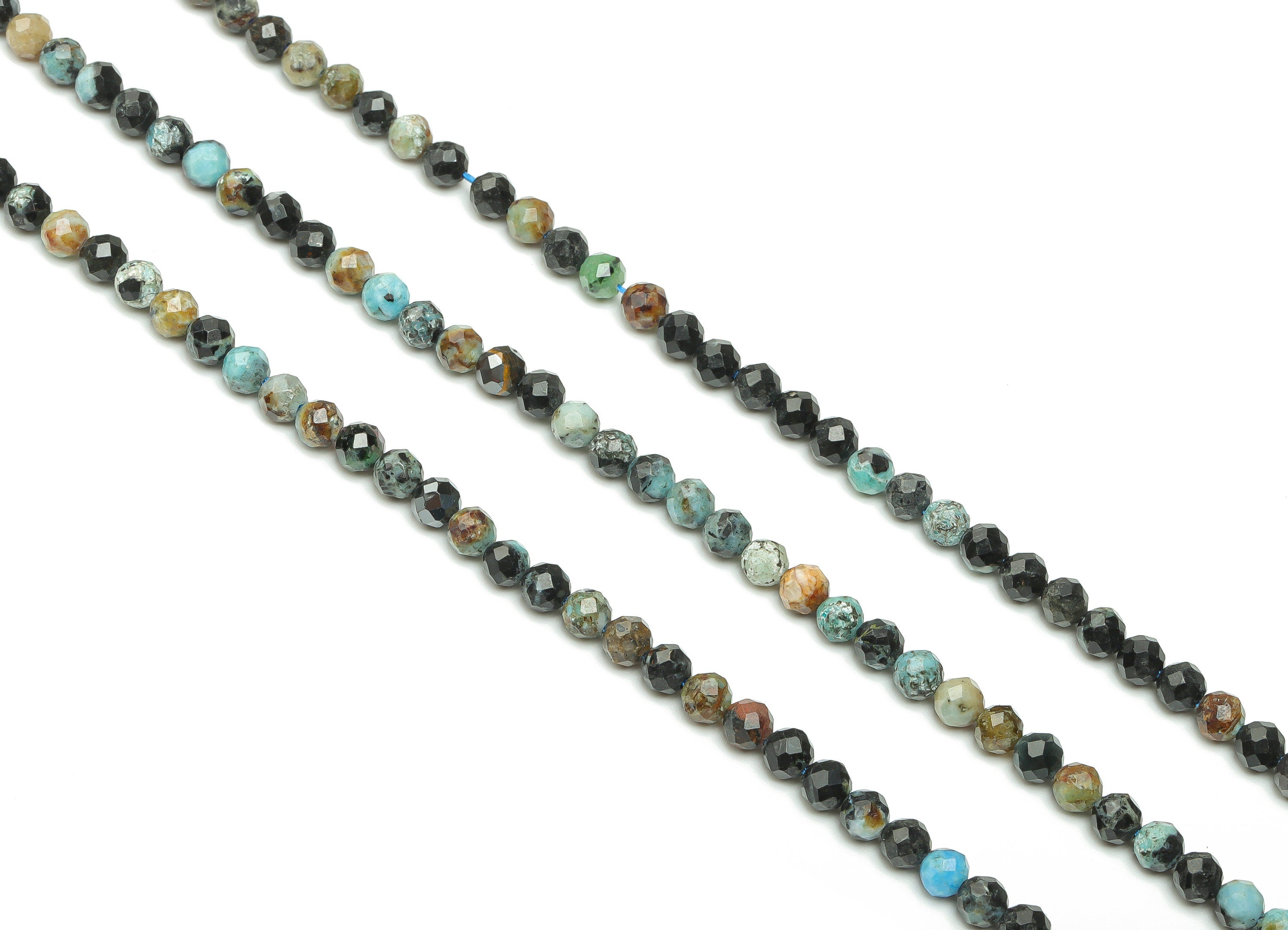 Turquoise Round Beads 4mm - 15.5 inch - Kallaite Faceted Round Gemstone Beads - Natural Stone Beads - 4x4mm - NS1484 - DOMEDBAZAAR