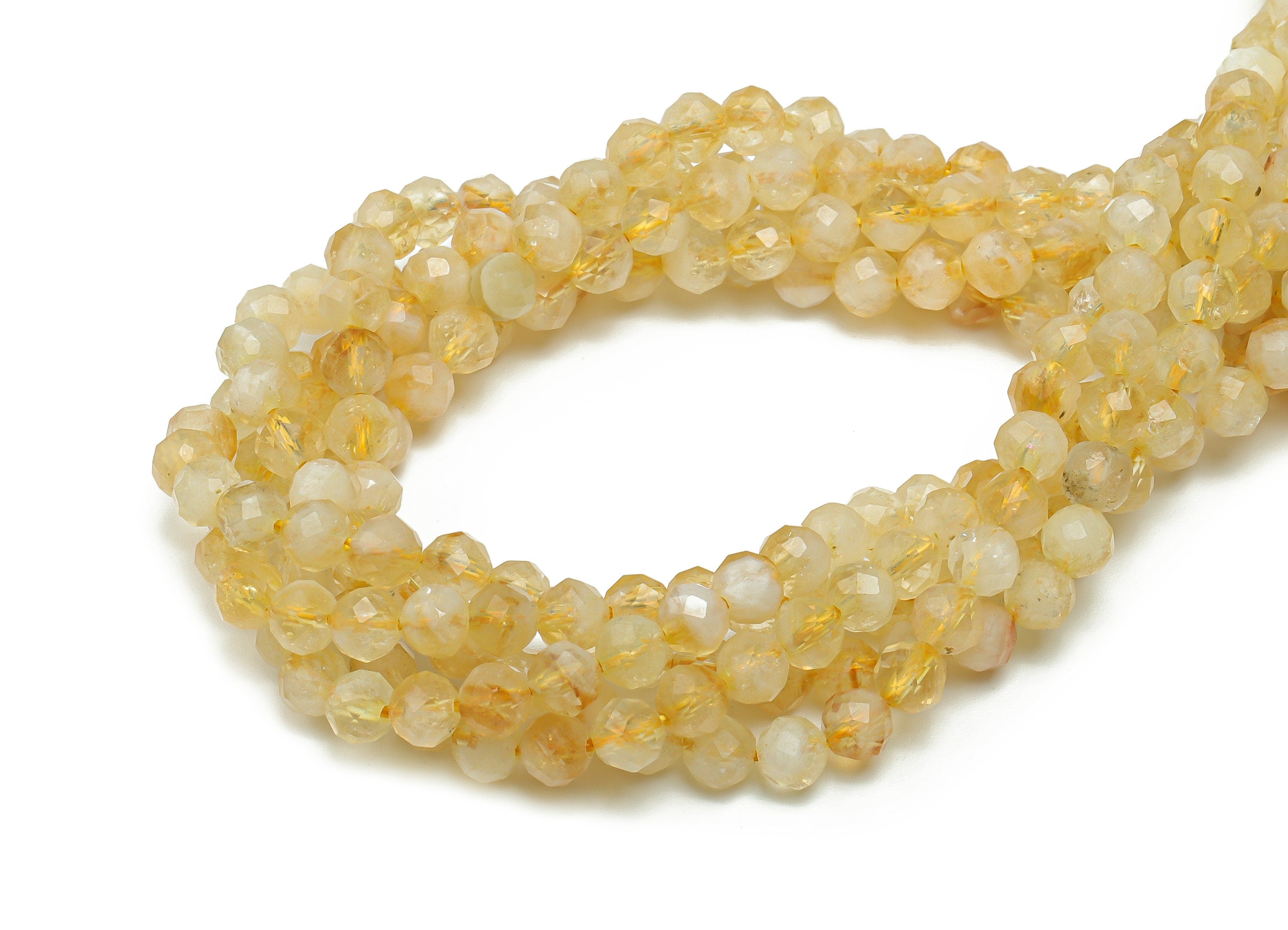 Citrine Round Beads 4mm - 15.5 inch - Faceted Round Gemstone Beads - Natural Stone Beads - 4x4mm - NS1510 - DOMEDBAZAAR