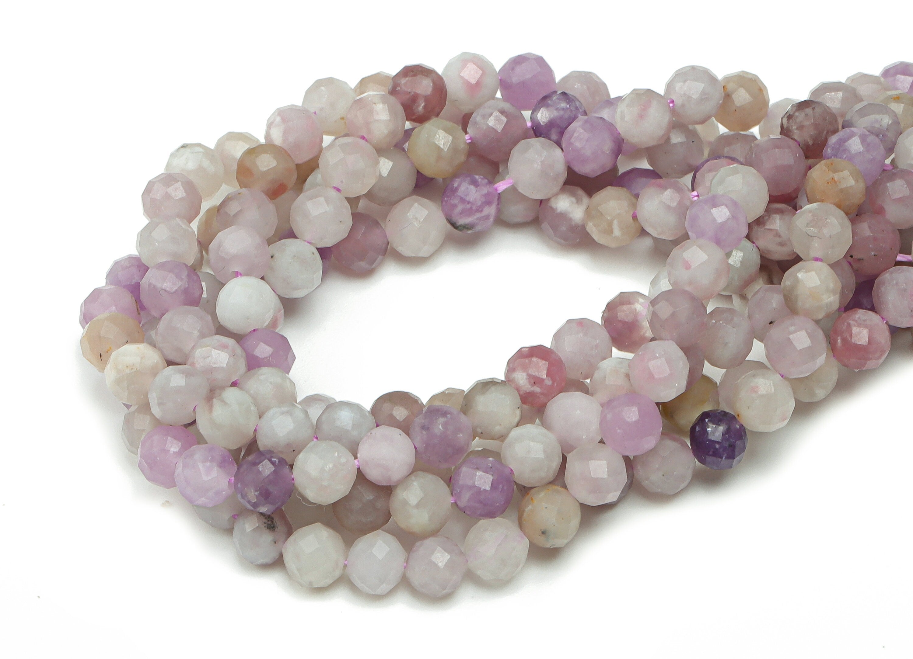Lilac Round Beads 4mm - 15.5 inch - Faceted Round Gemstone Beads - Natural Stone Beads - 4x4mm - NS1518 - DOMEDBAZAAR