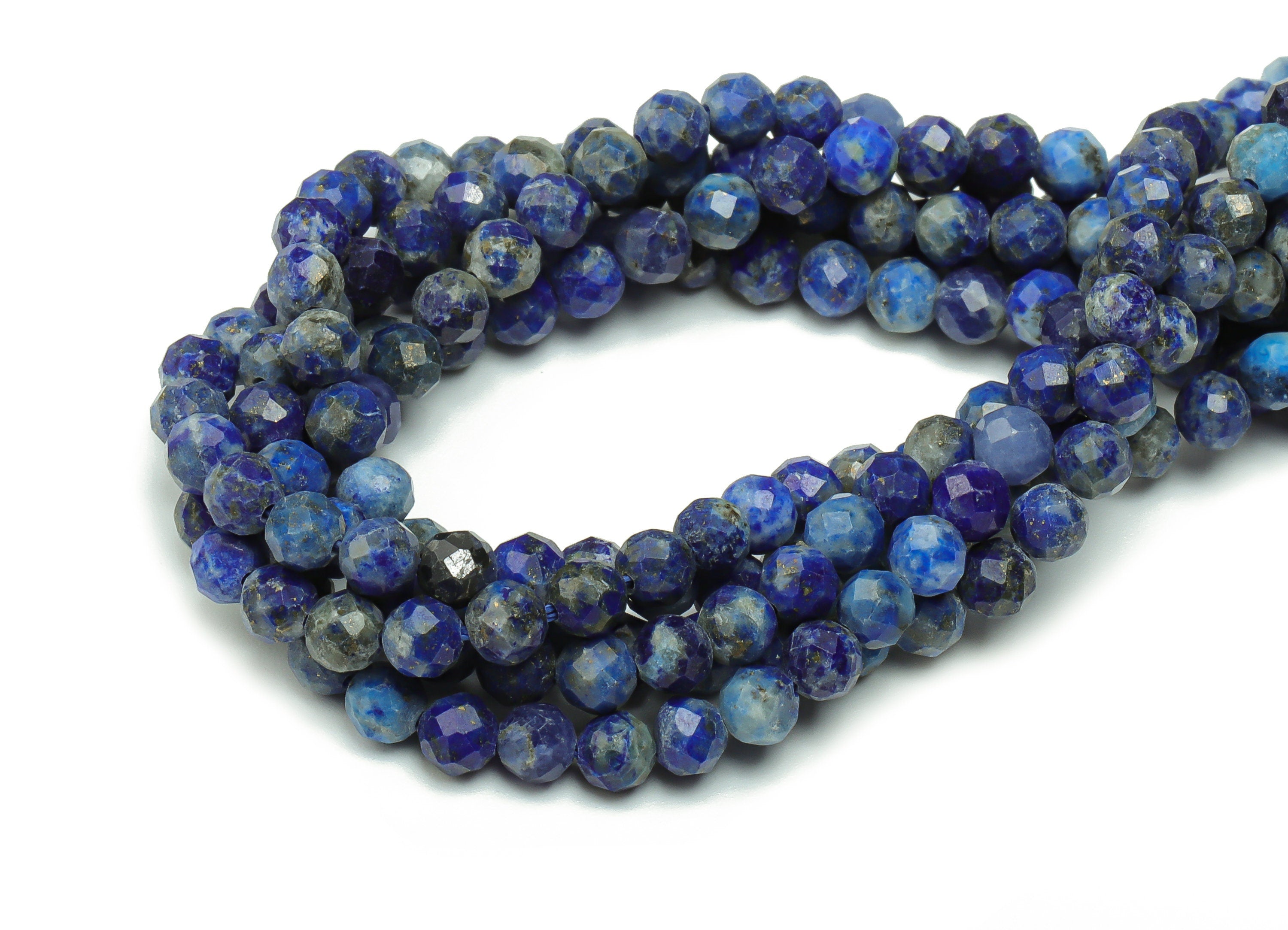Lapis Lazuli Round Beads 4mm - 15.5 inch - Faceted Round Gemstone Beads - Natural Stone Beads - 4x4mm - NS1509 - DOMEDBAZAAR