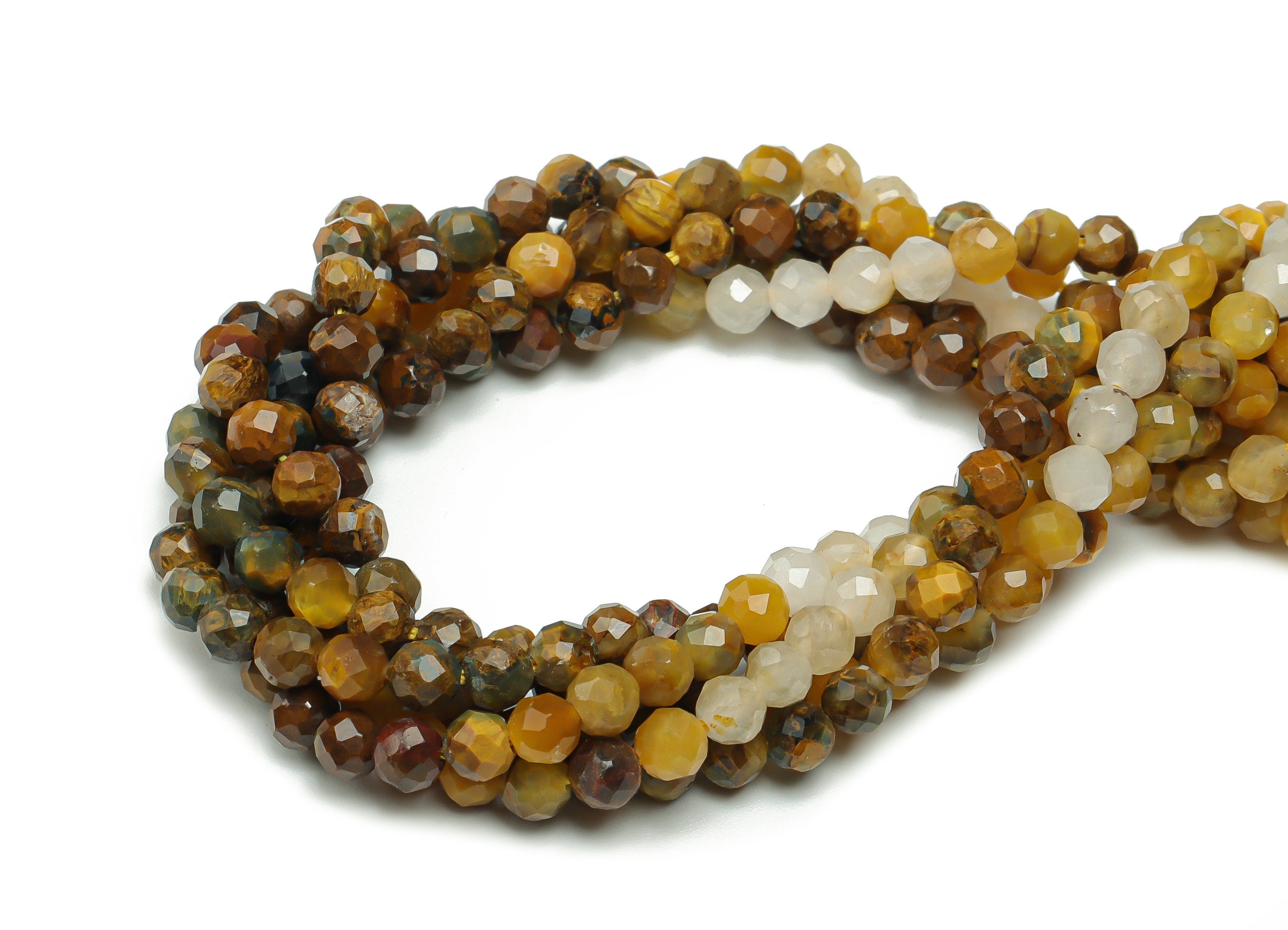 Peter Stone Round Beads 4mm - 15.5 inch - Faceted Round Gemstone Beads - Natural Stone Beads - 4x4mm - NS1506 - DOMEDBAZAAR