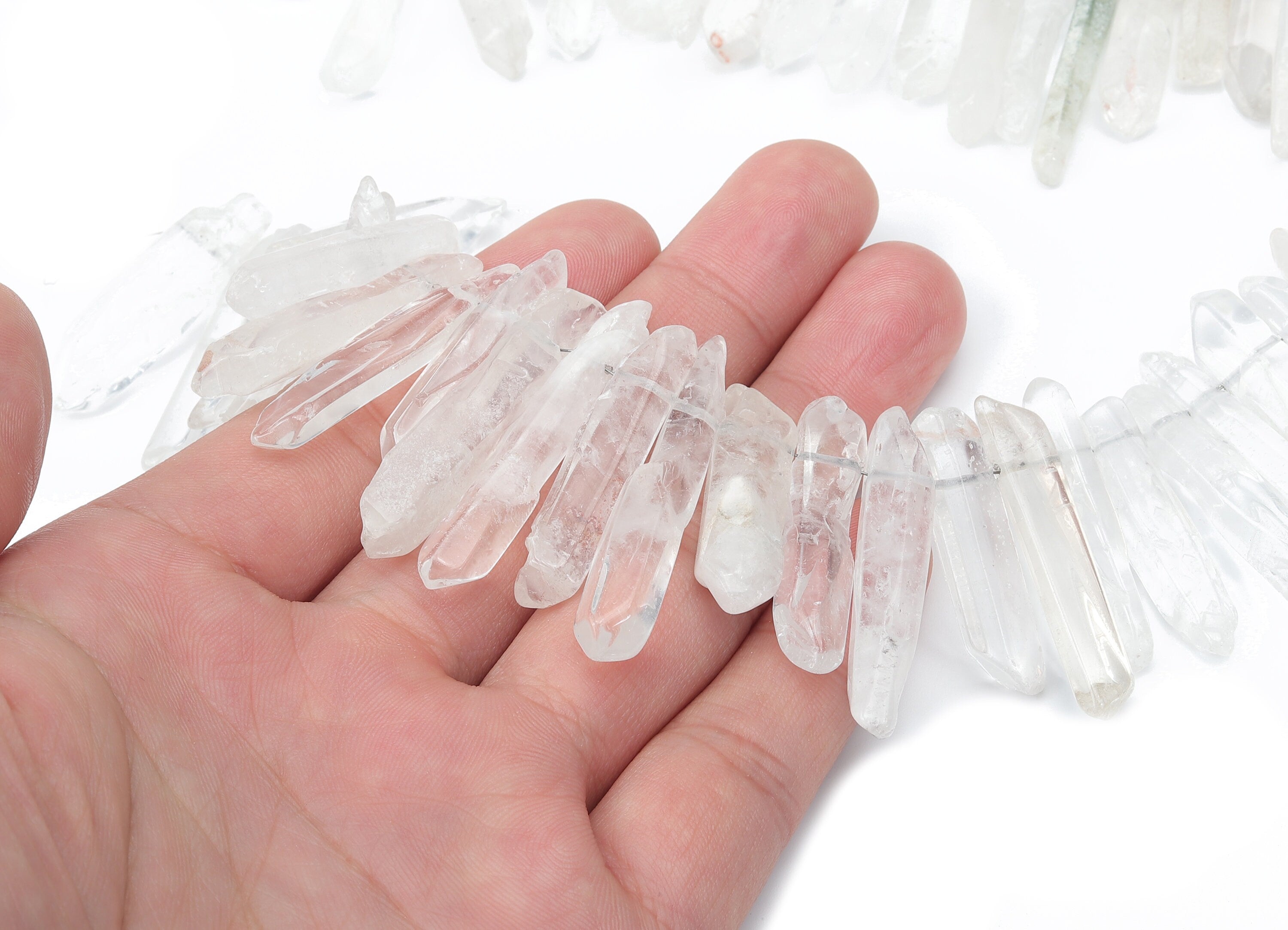 Clear Quartz Cone Stone - 36cm / 1 strand - Natural Stone - Jewelry Making Supplies - 38x9.28x7.12mm - NS1857A - DOMEDBAZAAR