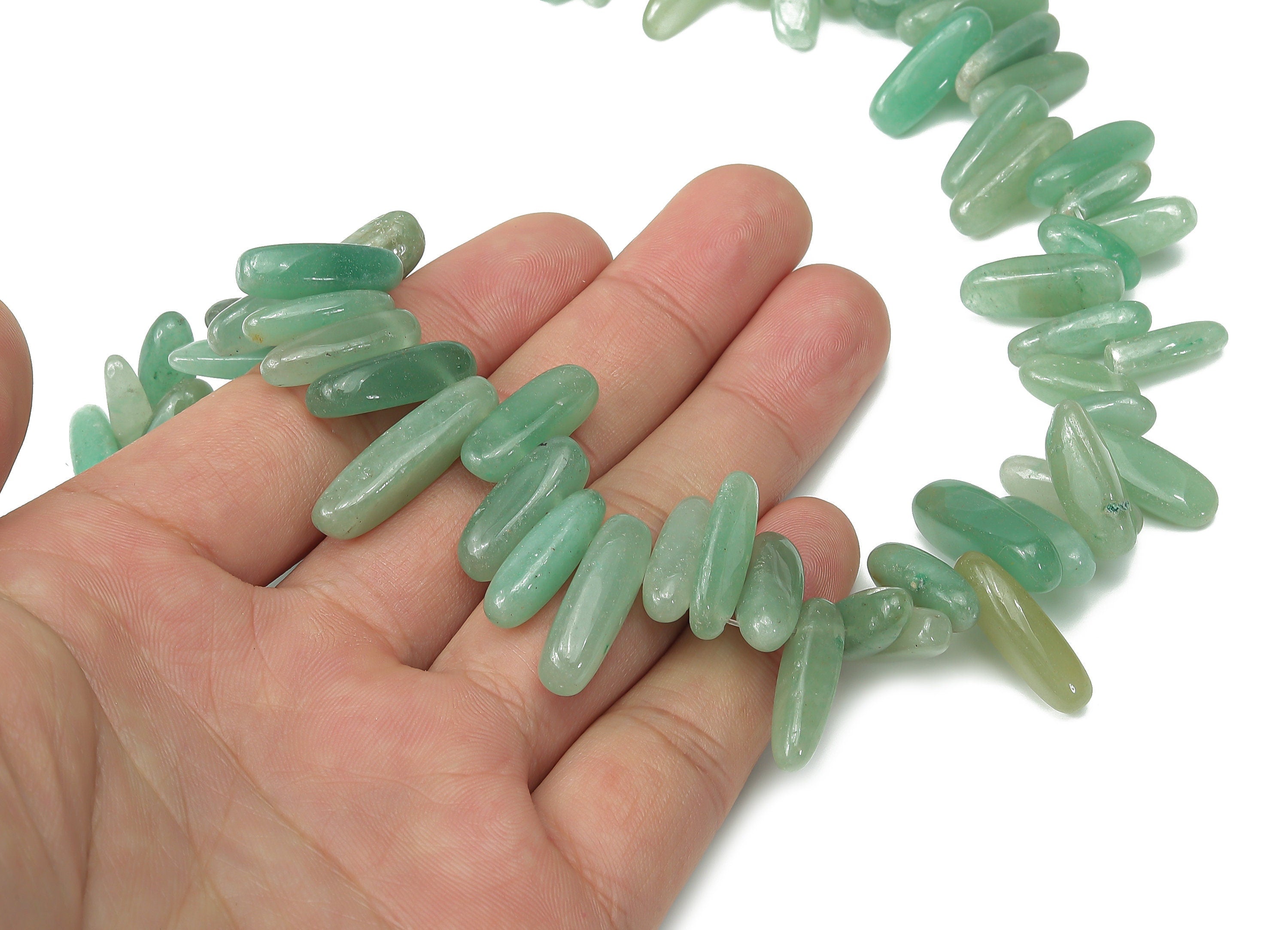 Aventurine Nugget Stone - 38cm / 1 strand - Large Chip - Natural Stone Beads - Jewelry Making Supplies - 25x6.67x5.11mm - NS1859C - DOMEDBAZAAR