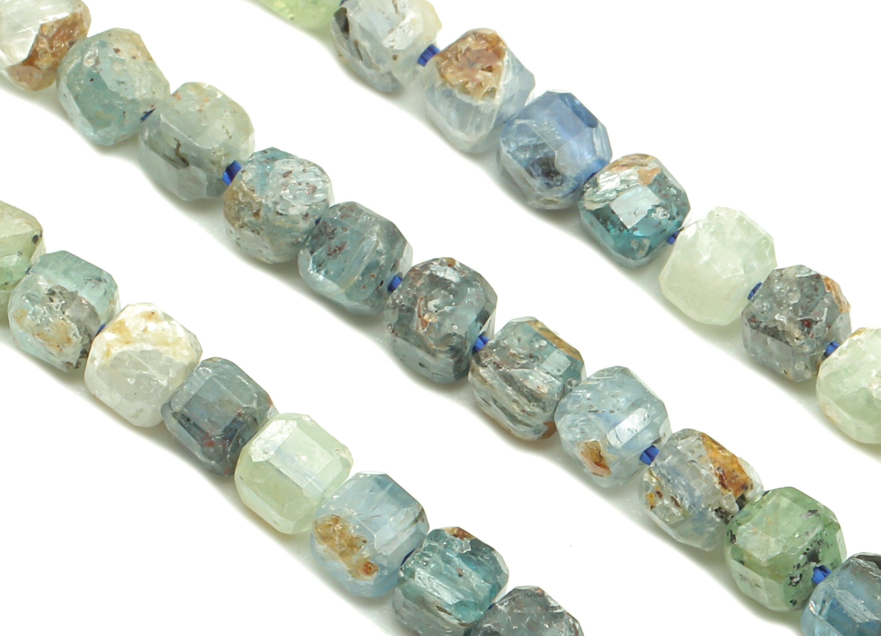 Faceted Cube Gemstone Beads - 3mm Kyanite Cube Beads Crystal - 15.5" /1 Strand - 3x2.9mm - Natural Stone Beads - NS1884 - DOMEDBAZAAR