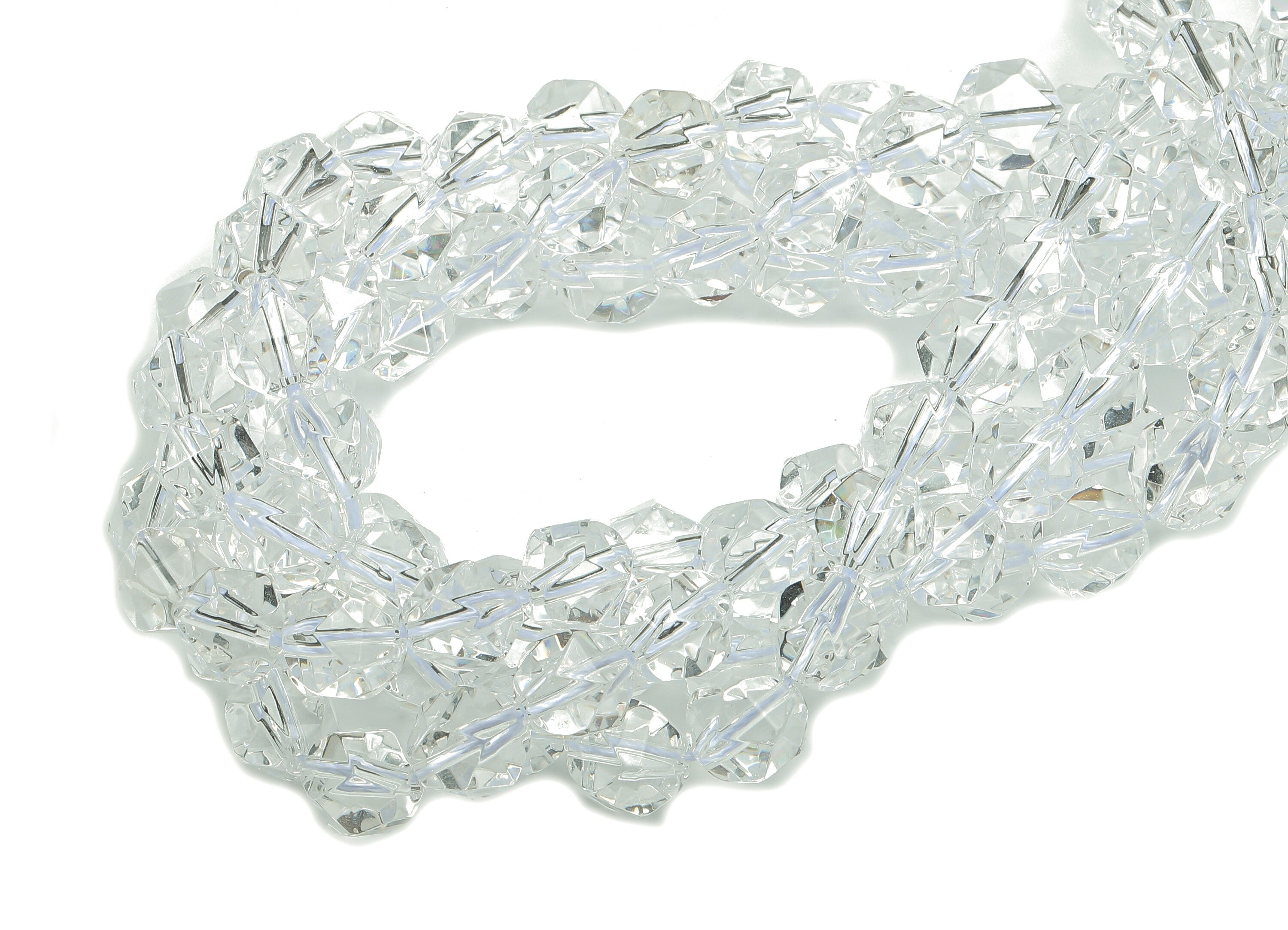 Faceted Round Gemstone Beads - Clear Quartz Round Beads Crystal - 15.5" /47PCS/ 1 Strand - 7.2x7.1mm - Natural Stone Beads - NS1874 - DOMEDBAZAAR