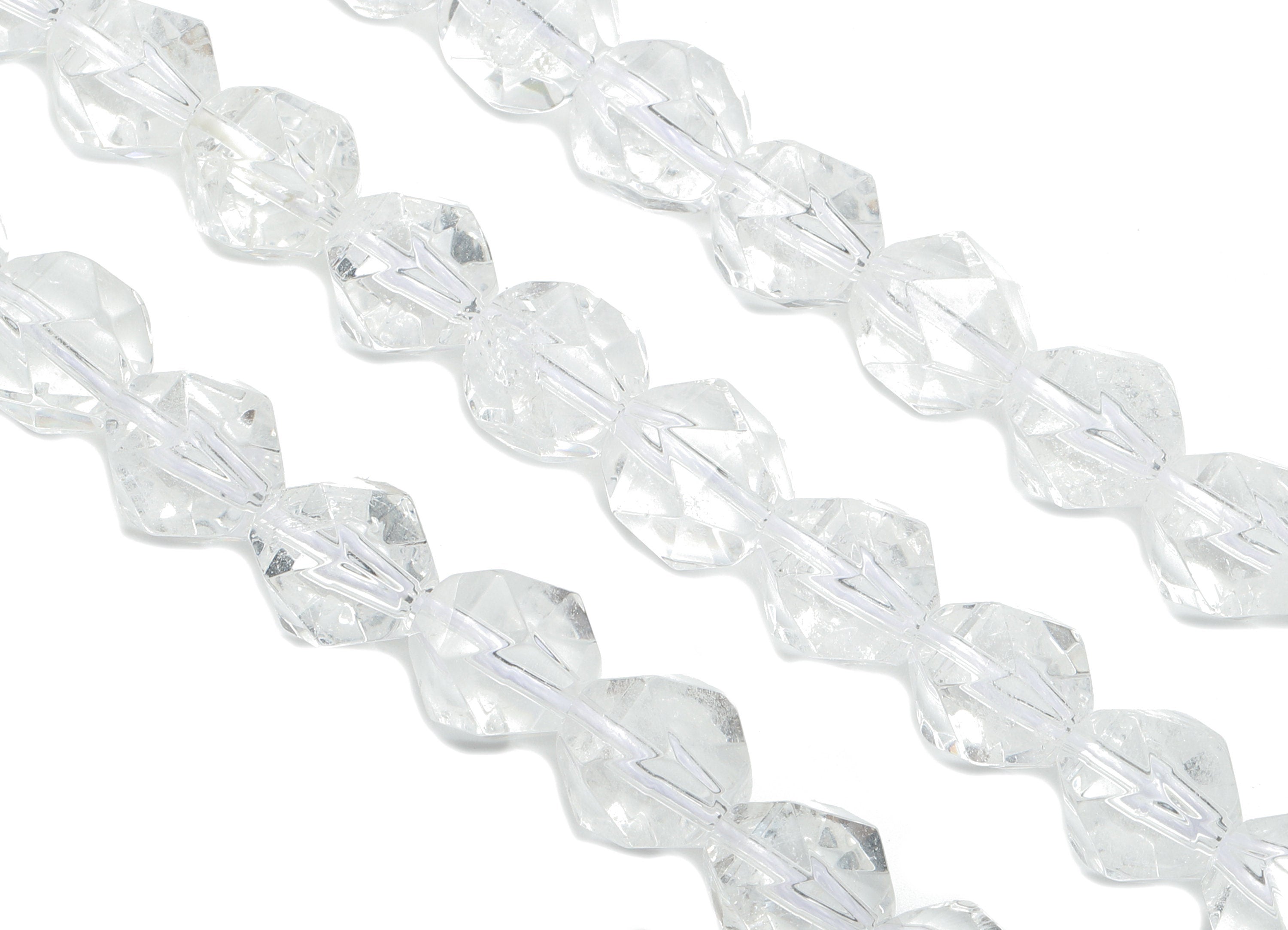 Faceted Round Gemstone Beads - Clear Quartz Crystal Beads - 15.5" /39PCS/ 1 Strand - 10.2x8.9mm - Natural Stone Beads - NS1875 - DOMEDBAZAAR