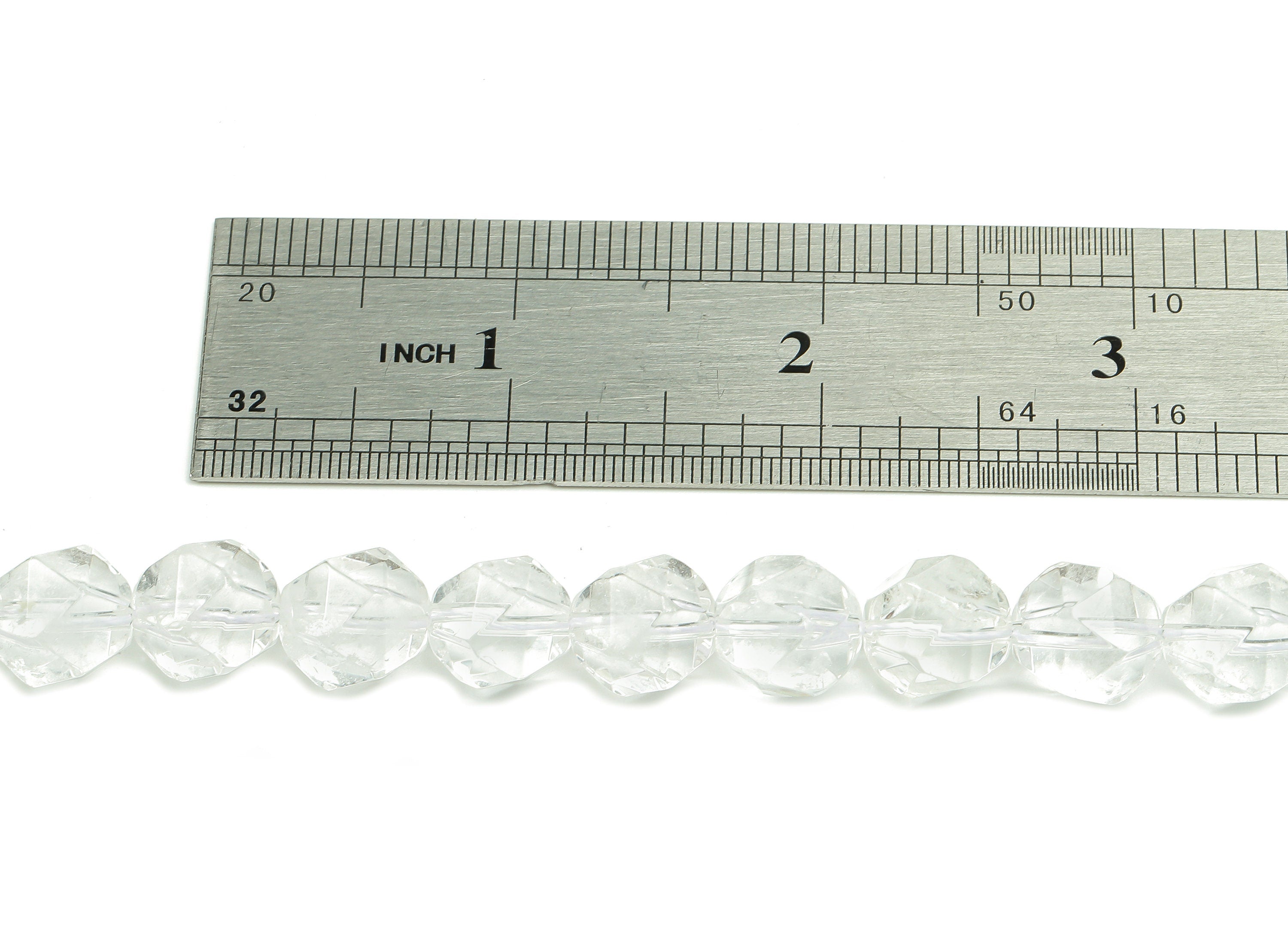 Faceted Round Gemstone Beads - Clear Quartz Huge Beads Crystal - 15.5" /34PCS/ 1 Strand - 11.7x10mm - Natural Stone Beads - NS1876 - DOMEDBAZAAR
