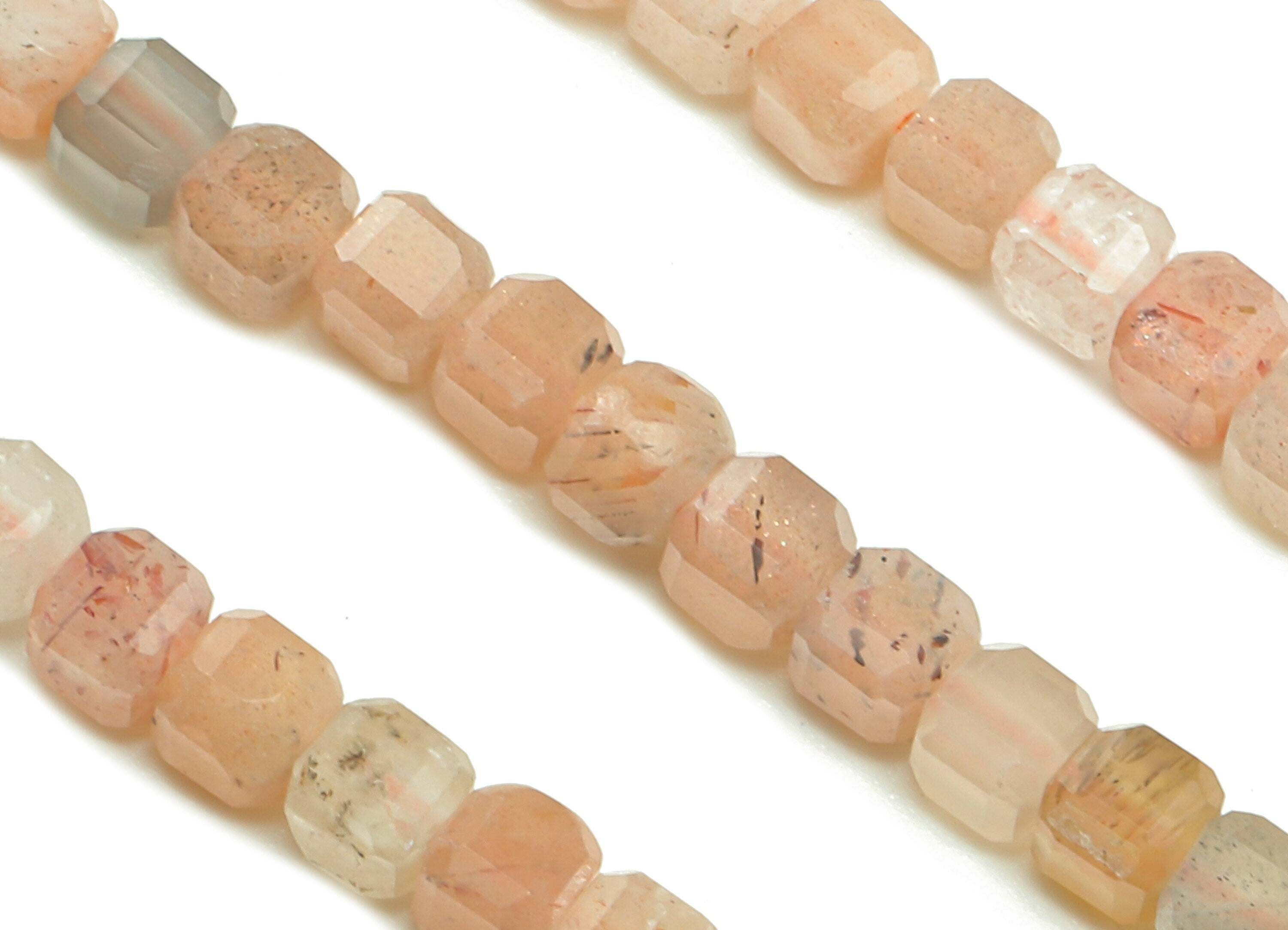 Faceted Cube Gemstone Beads - 3mm Sunstone Cube Beads Crystal - 15.5" /1 Strand - 2.9x2.9mm - Natural Stone Beads - NS1879 - DOMEDBAZAAR