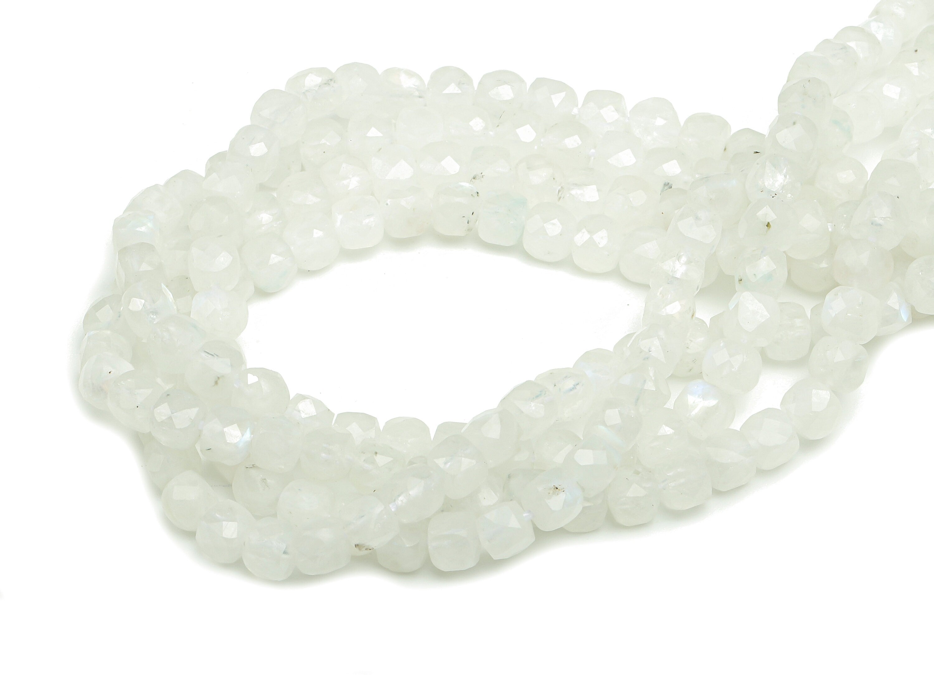 Faceted Cube Gemstone Beads - Blue Crystal 4mm Moonstone Cube Beads - 15.5" /1 Strand - 4x4mm - Natural Stone Beads - NS1881 - DOMEDBAZAAR