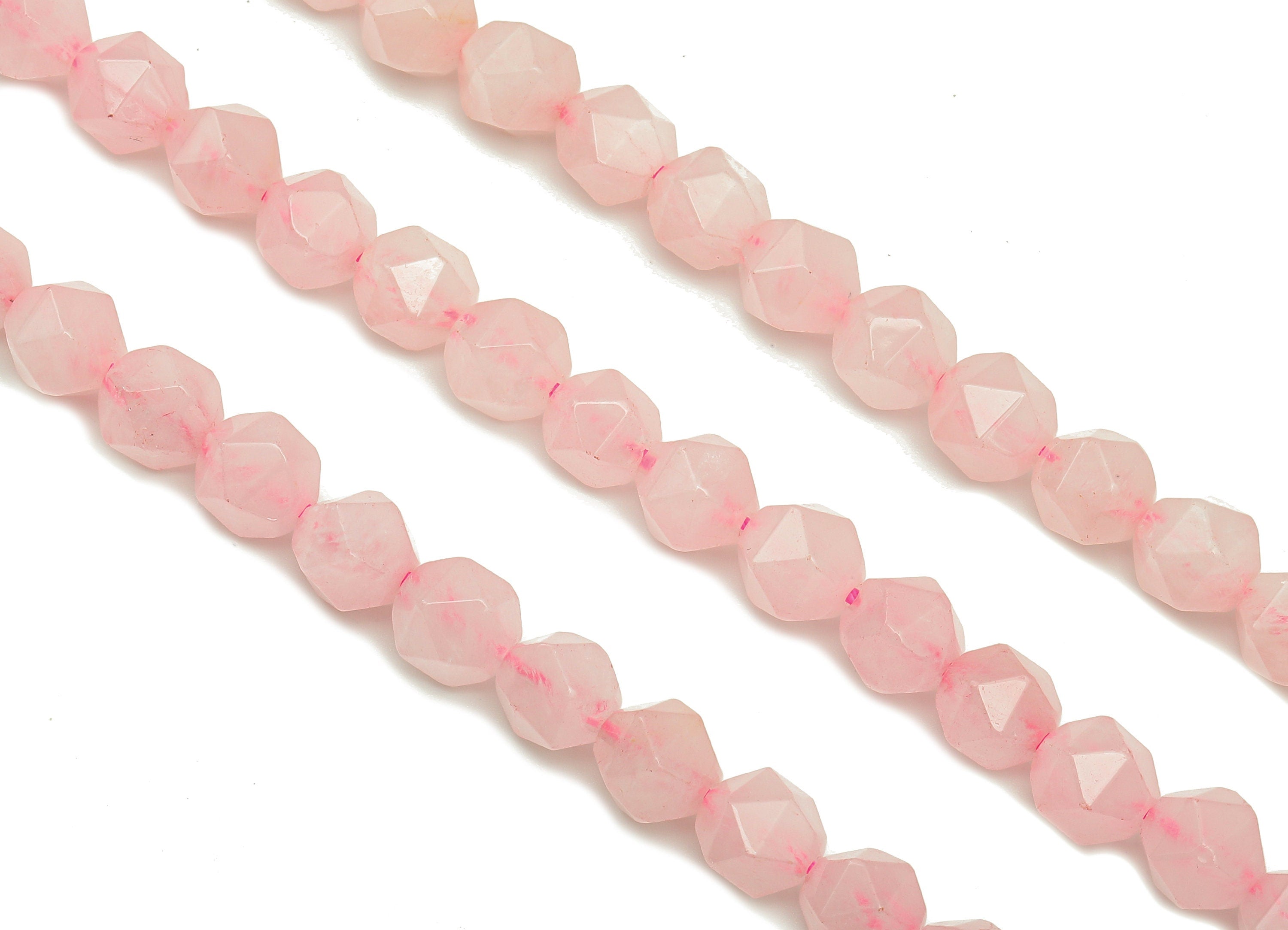 Faceted Hexagon Gemstone Beads - Rose Quartz Hexagon Beads - 15.5" /1 Strand - 10.6x9.02mm - Natural Stone Beads - NS1886 - DOMEDBAZAAR