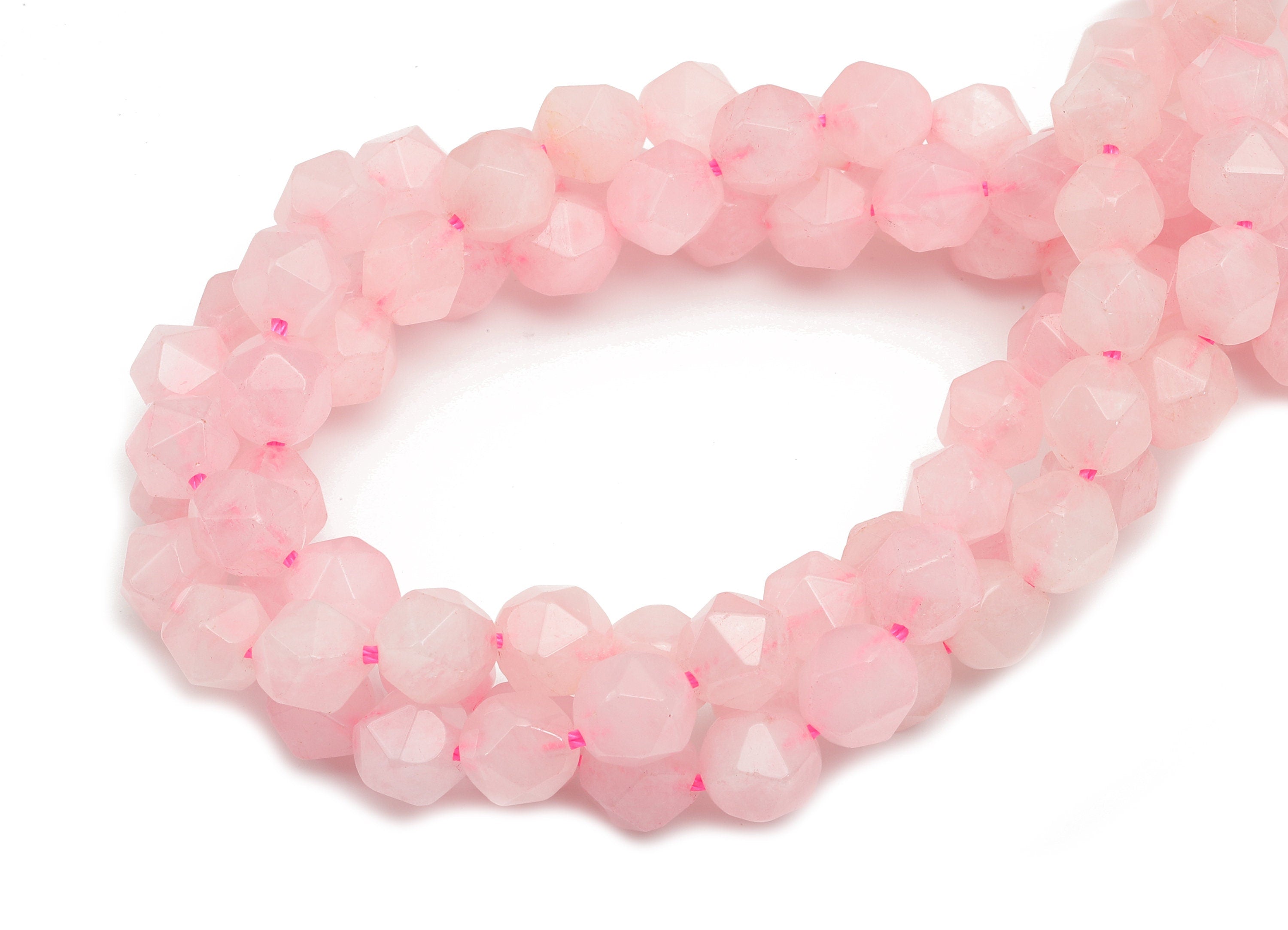 Faceted Hexagon Gemstone Beads - Rose Quartz Hexagon Beads - 15.5" /1 Strand - 10.6x9.02mm - Natural Stone Beads - NS1886 - DOMEDBAZAAR