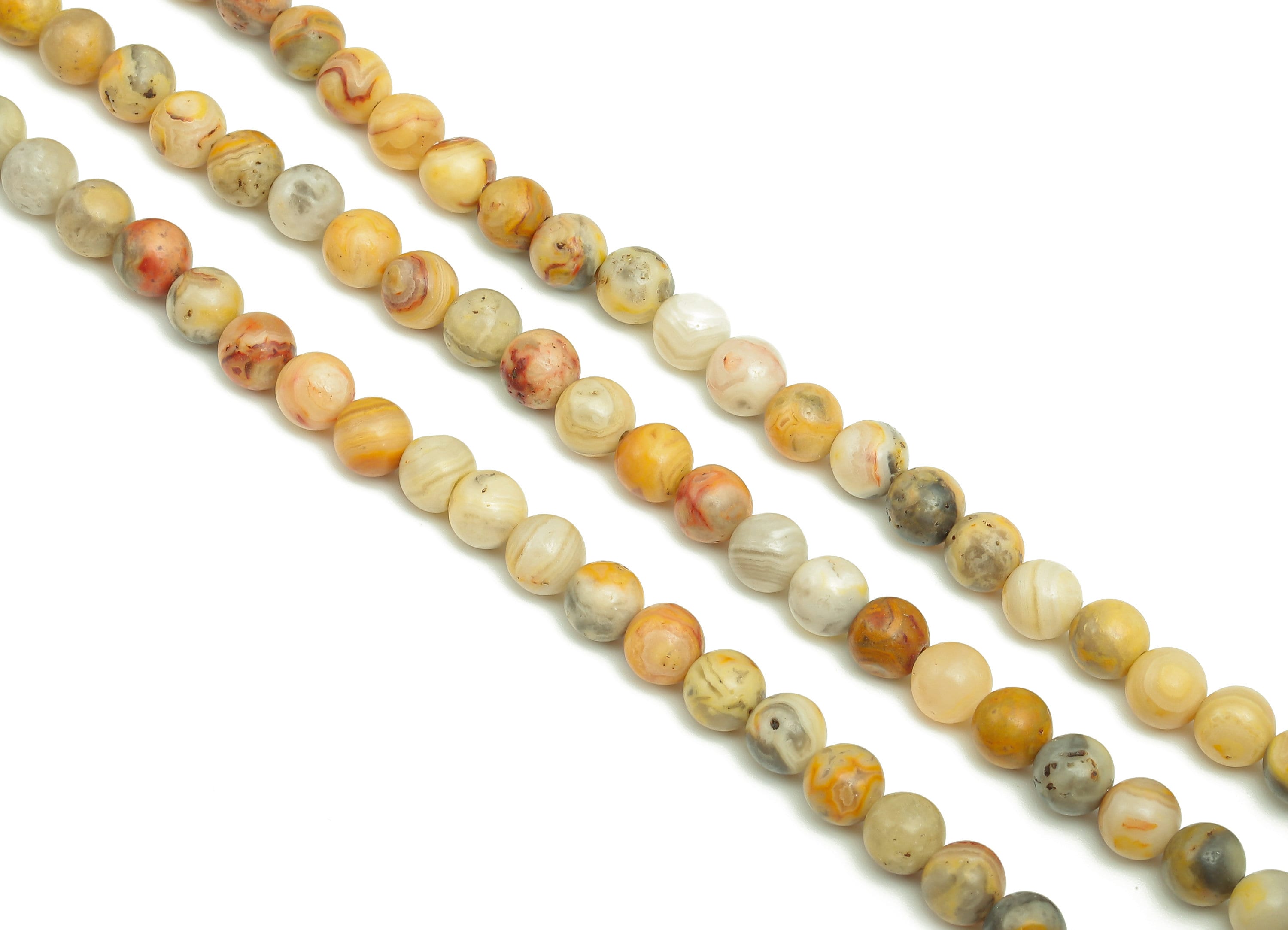 Round Gemstone Beads - 6mm Crazy Agate Beads Round Crystal - 15.5" /63PCS/ 1 Strand - 6.4x6.1mm - Natural Stone Beads - NS1868 - DOMEDBAZAAR
