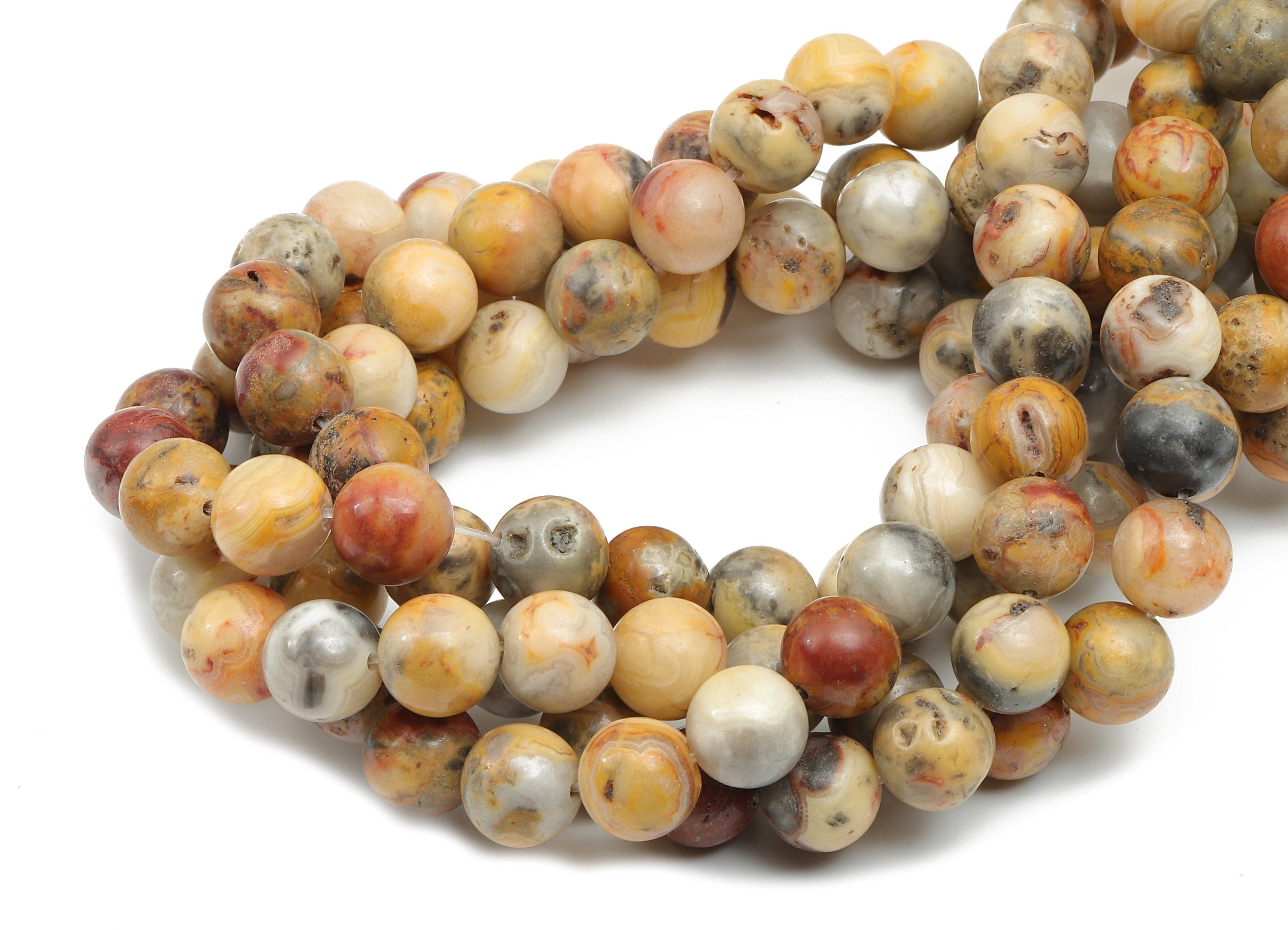 Round Gemstone Round Beads - 10mm Crazy Agate Crystal Beads - 15.5" /38PCS/ 1 Strand - 10x9.9mm - Natural Stone Beads - NS1870 - DOMEDBAZAAR