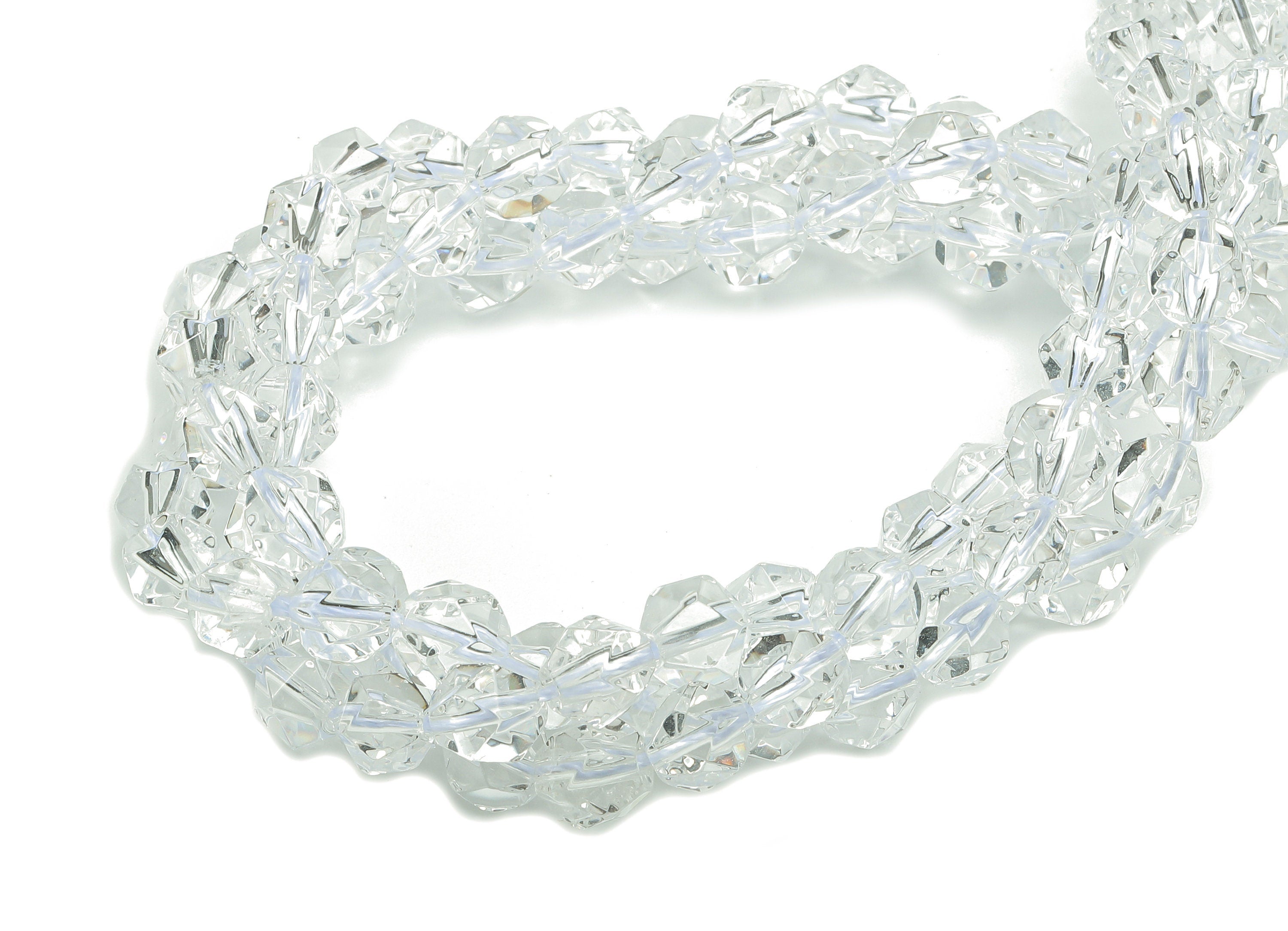 Faceted Round Crystal Beads - Clear Quartz Gemstone Beads - 15.5" /63PCS/ 1 Strand - 6.5x5.5mm - Natural Stone Beads - NS1873 - DOMEDBAZAAR