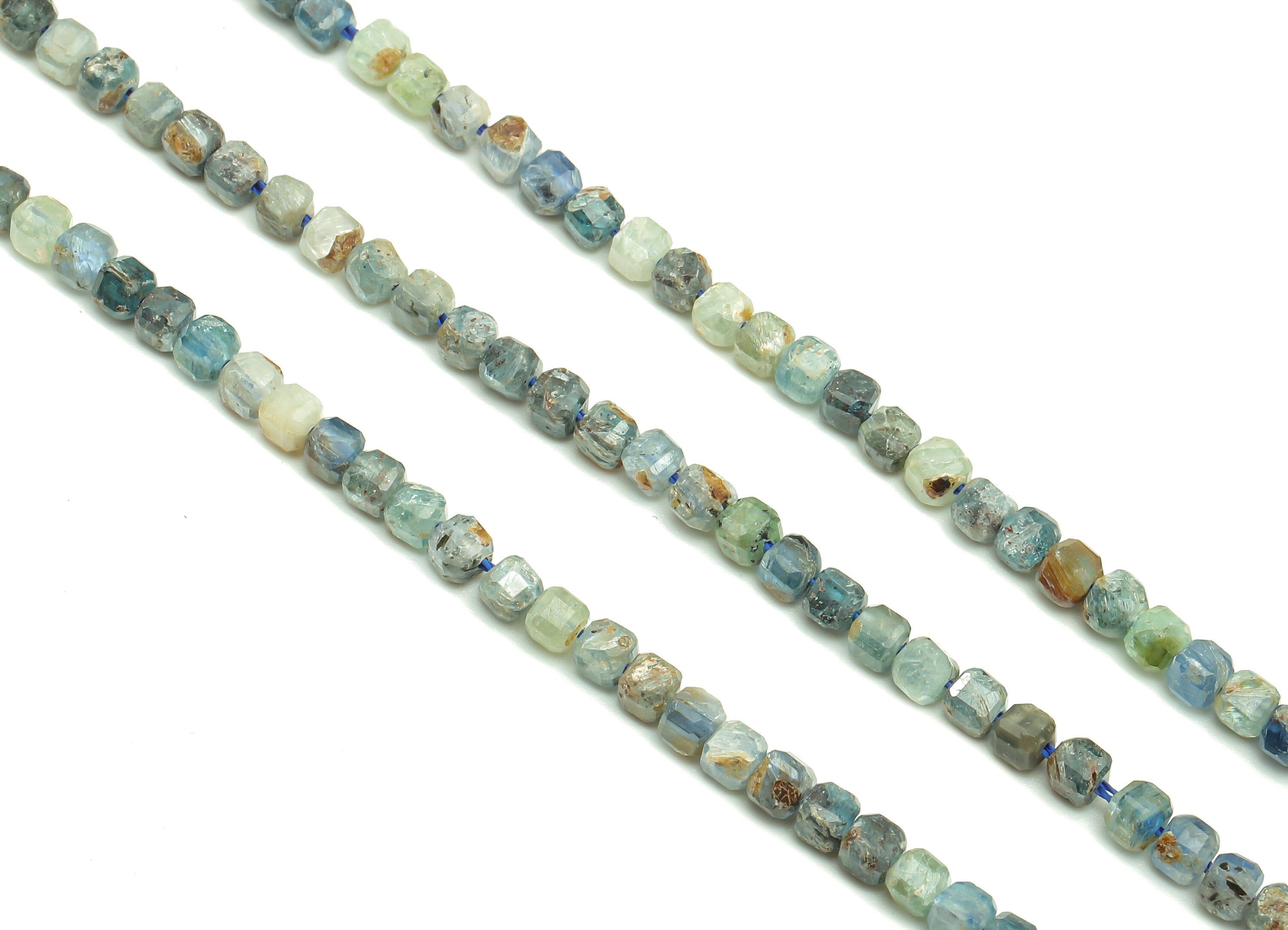 Faceted Cube Gemstone Beads - 3mm Kyanite Cube Beads Crystal - 15.5" /1 Strand - 3x2.9mm - Natural Stone Beads - NS1884 - DOMEDBAZAAR