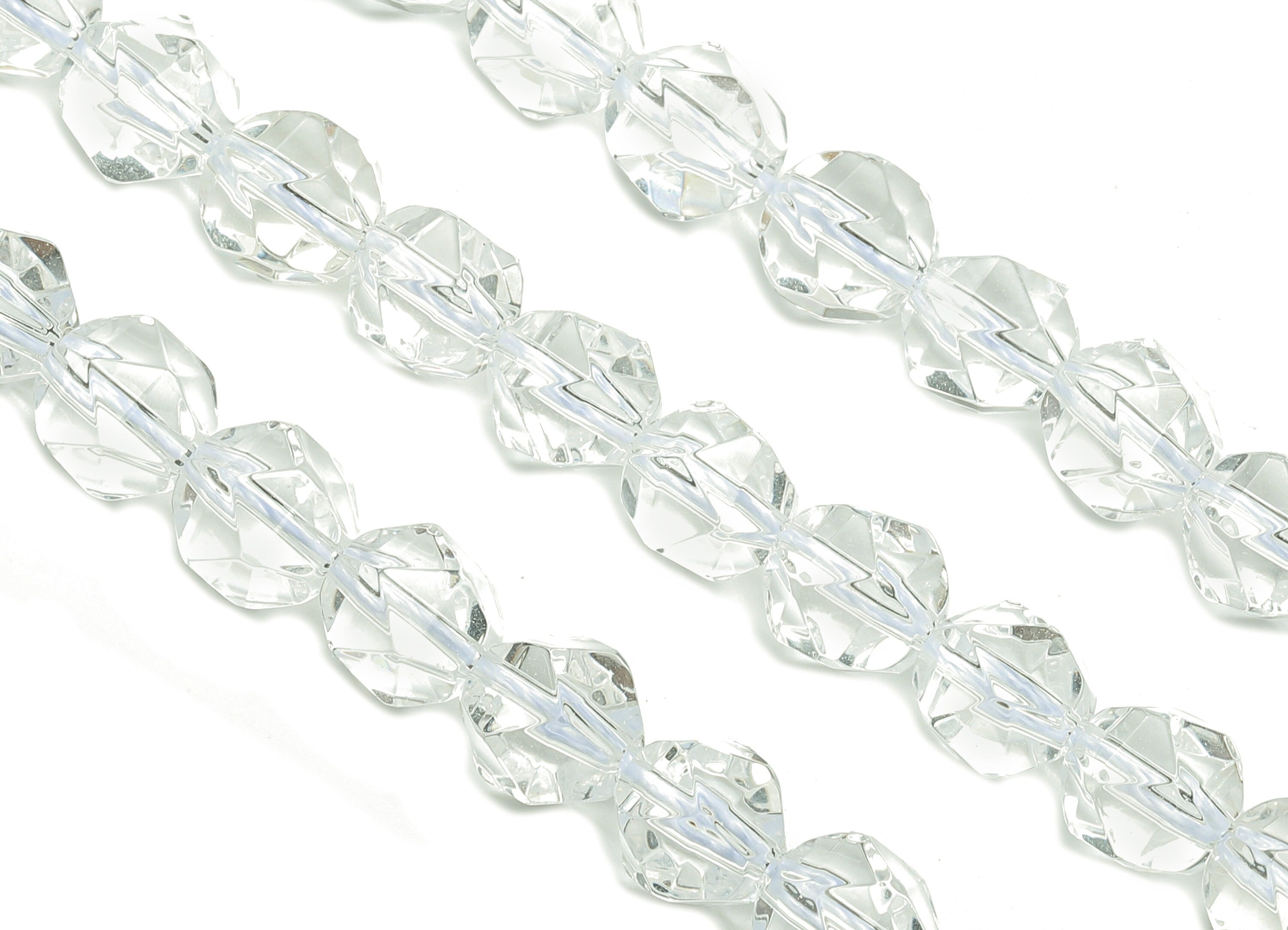 Faceted Round Gemstone Beads - Clear Quartz Round Beads Crystal - 15.5" /47PCS/ 1 Strand - 7.2x7.1mm - Natural Stone Beads - NS1874 - DOMEDBAZAAR