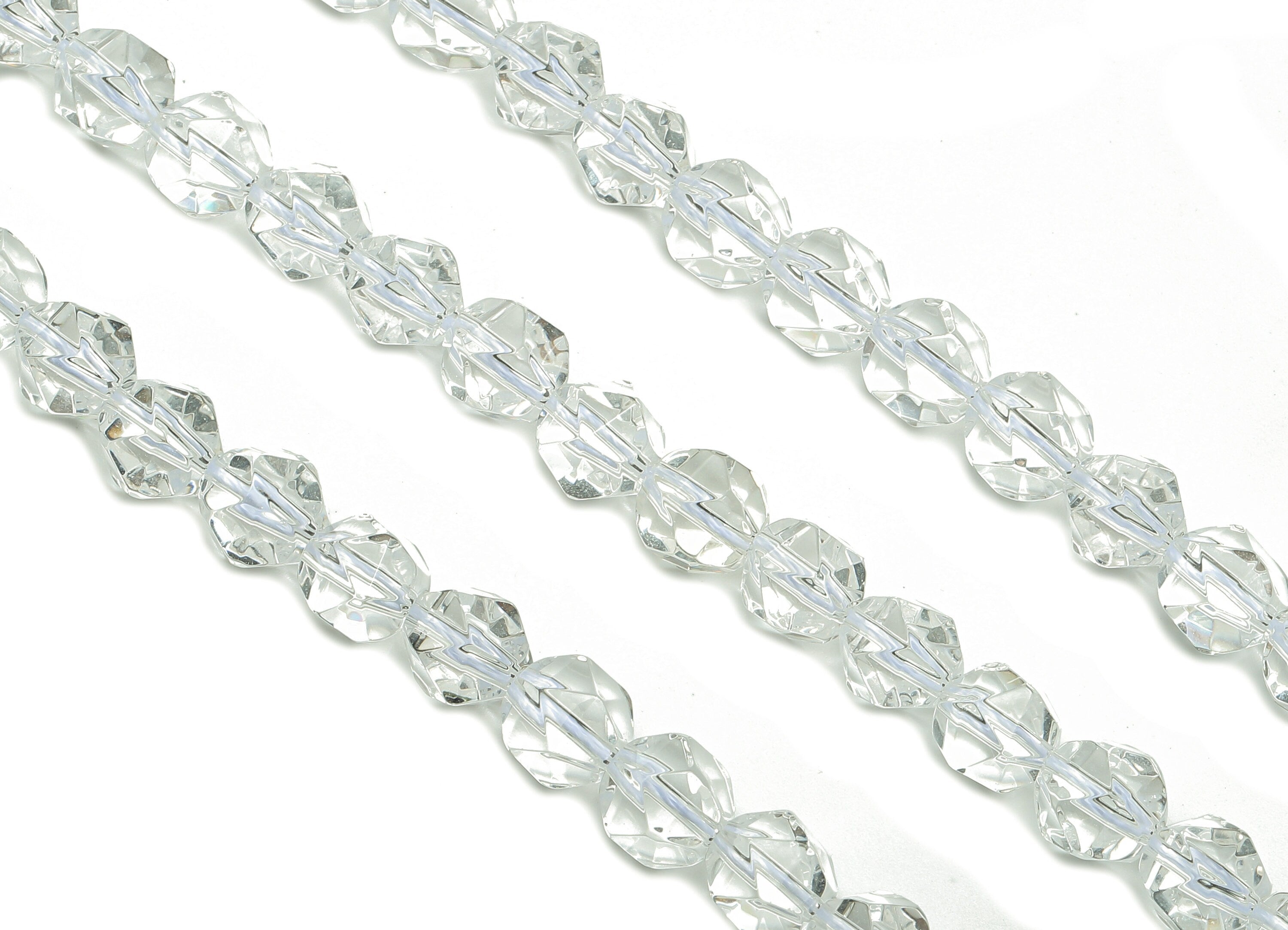 Faceted Round Gemstone Beads - Clear Quartz Round Beads Crystal - 15.5" /47PCS/ 1 Strand - 7.2x7.1mm - Natural Stone Beads - NS1874 - DOMEDBAZAAR