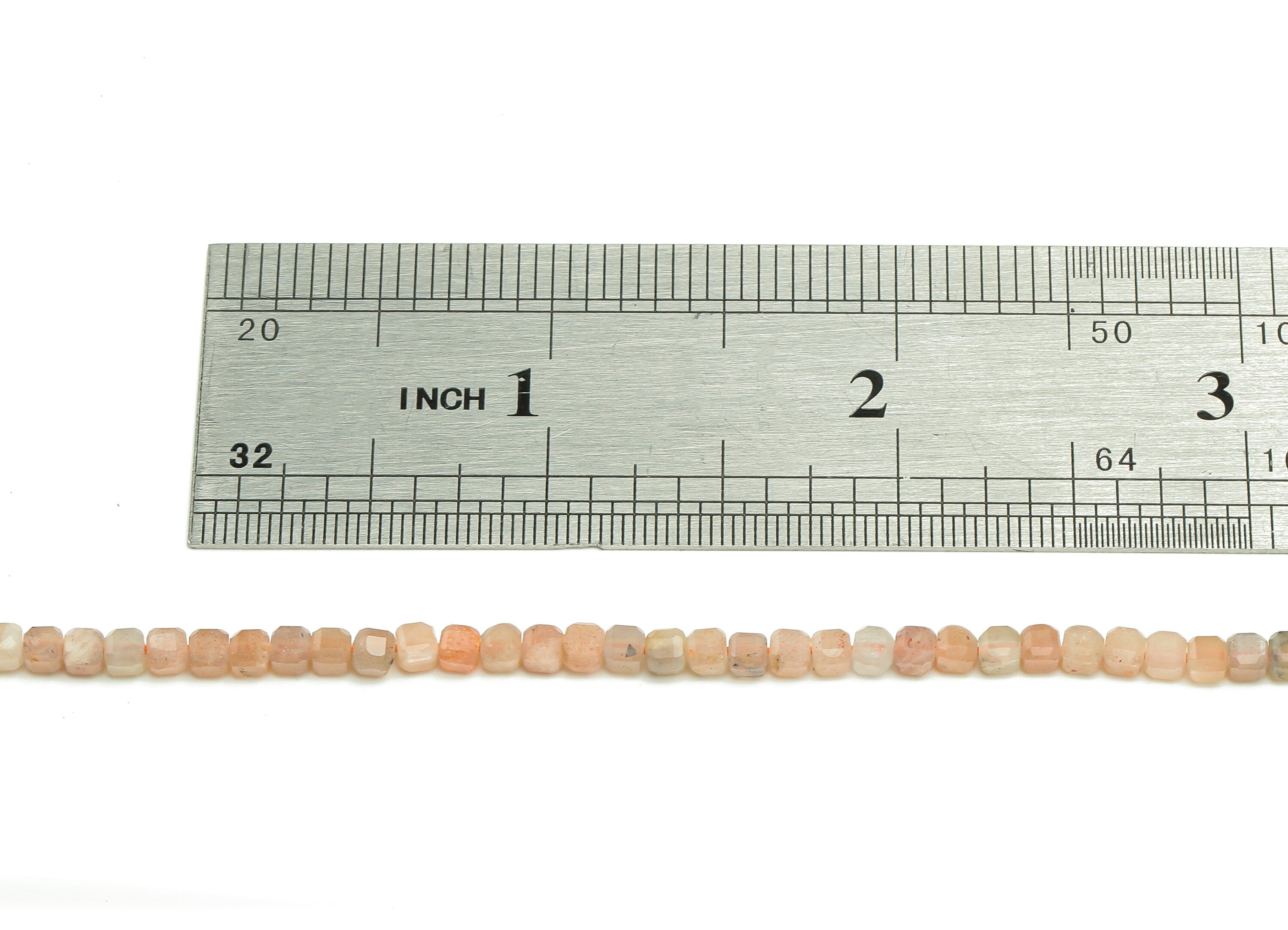 Faceted Cube Gemstone Beads - 3mm Sunstone Cube Beads Crystal - 15.5" /1 Strand - 2.9x2.9mm - Natural Stone Beads - NS1879 - DOMEDBAZAAR