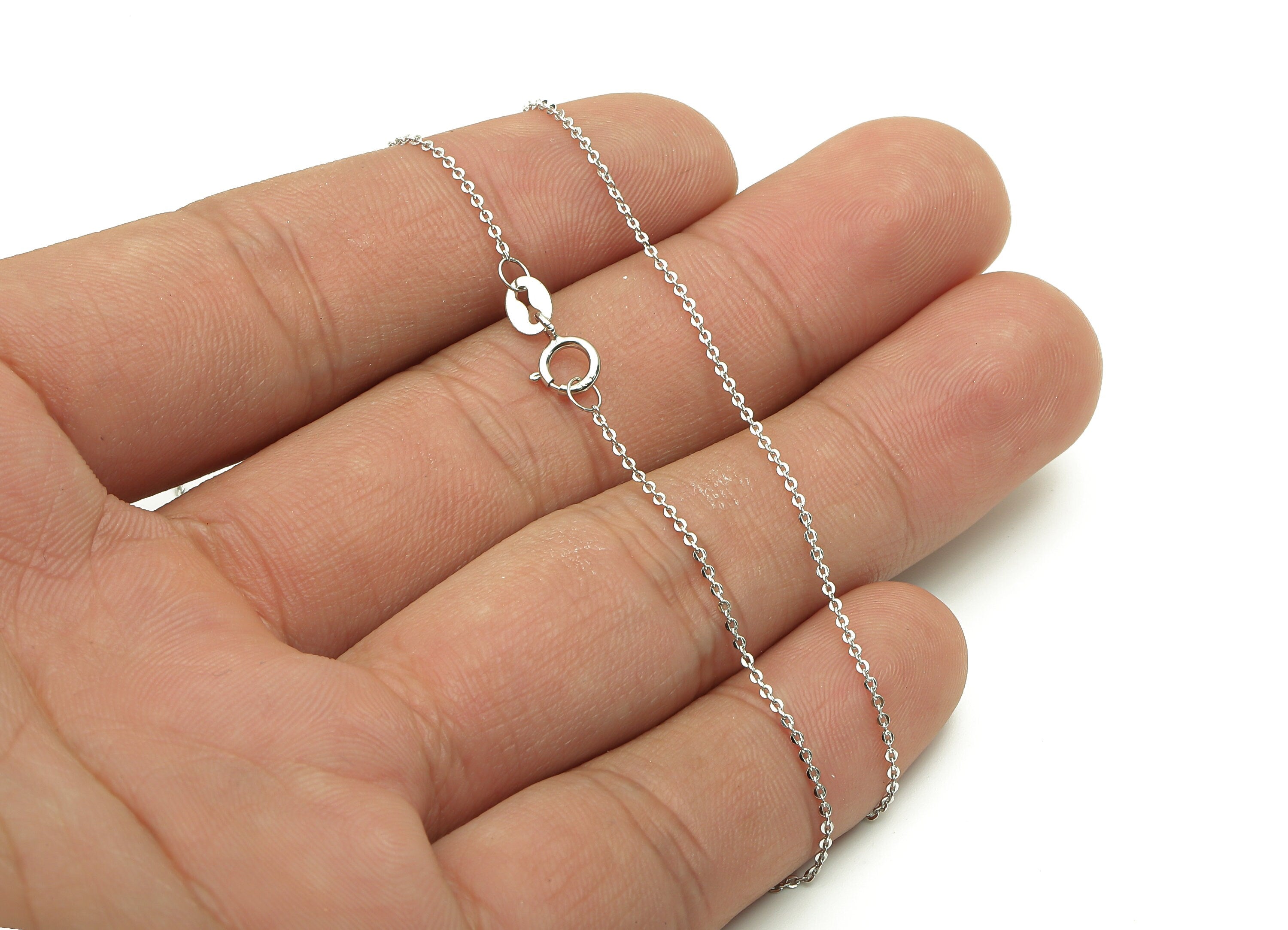 45cm Silver Cable Chain - Faceted Finish Chain - 925 Silver Chain - 925 Silver - For Necklace - 1.03x0.9x0.41mm - CC1222 - DOMEDBAZAAR