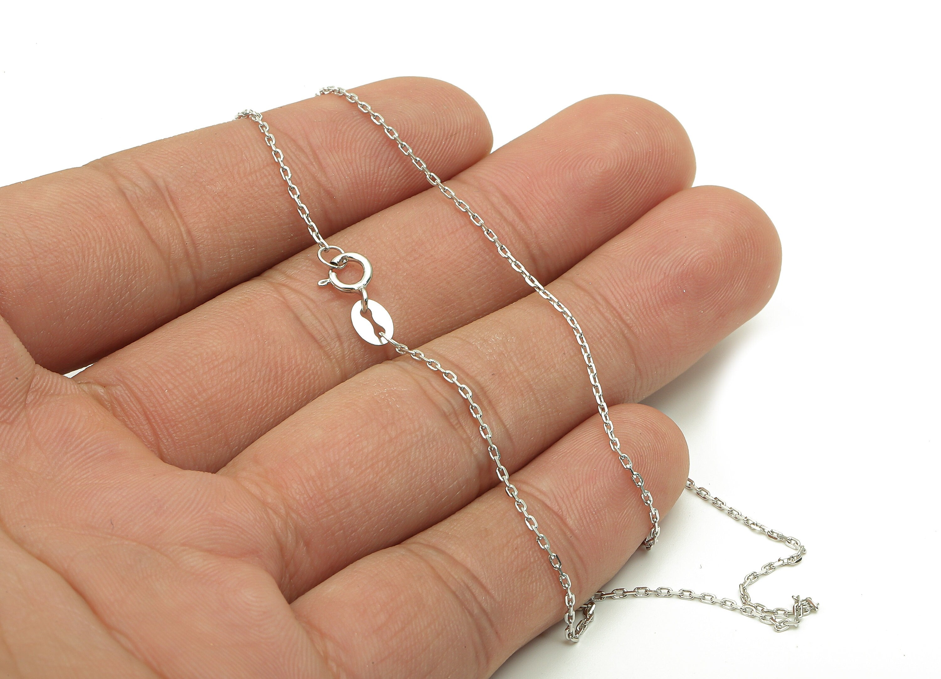 45cm Silver Cable Chain - Faceted Finish Chain - 925 Silver Chain - 925 Silver - For Necklace - 1.34x1.11x0.67mm - CC1223 - DOMEDBAZAAR