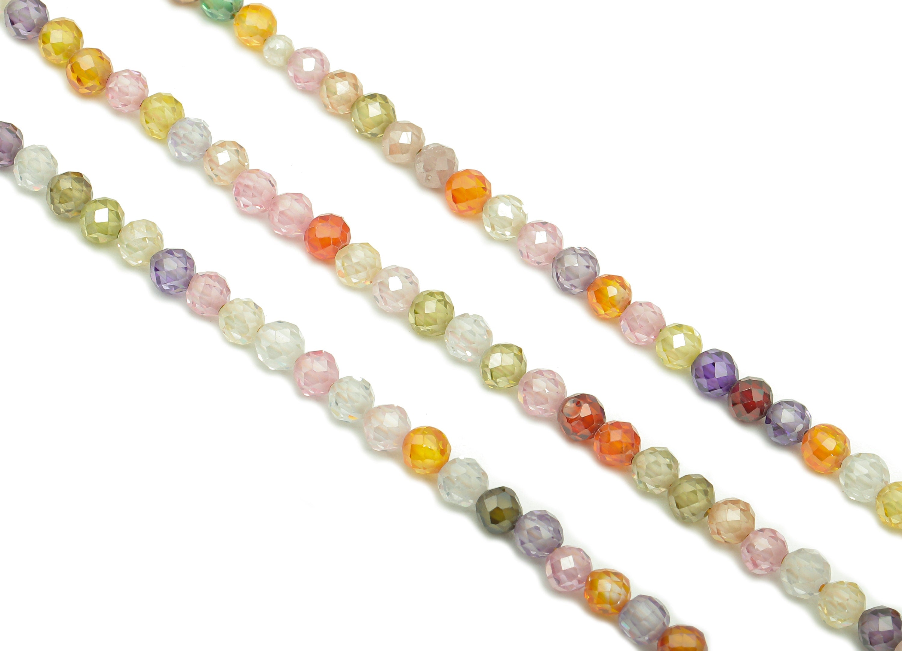 Mix Zircon Round Faceted Beads - Mix Zircon Beads - 15.5" / 126pcs / 1 Strand - 3.1x3.1mm - Gemstone Beads - NS1018A - DOMEDBAZAAR