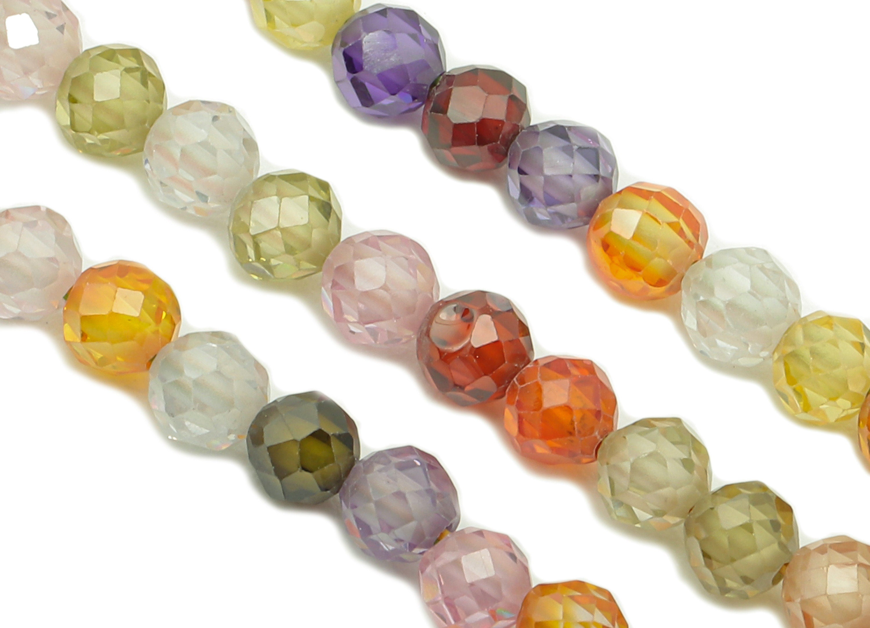 Mix Zircon Round Faceted Beads - Mix Zircon Beads - 15.5" / 126pcs / 1 Strand - 3.1x3.1mm - Gemstone Beads - NS1018A - DOMEDBAZAAR