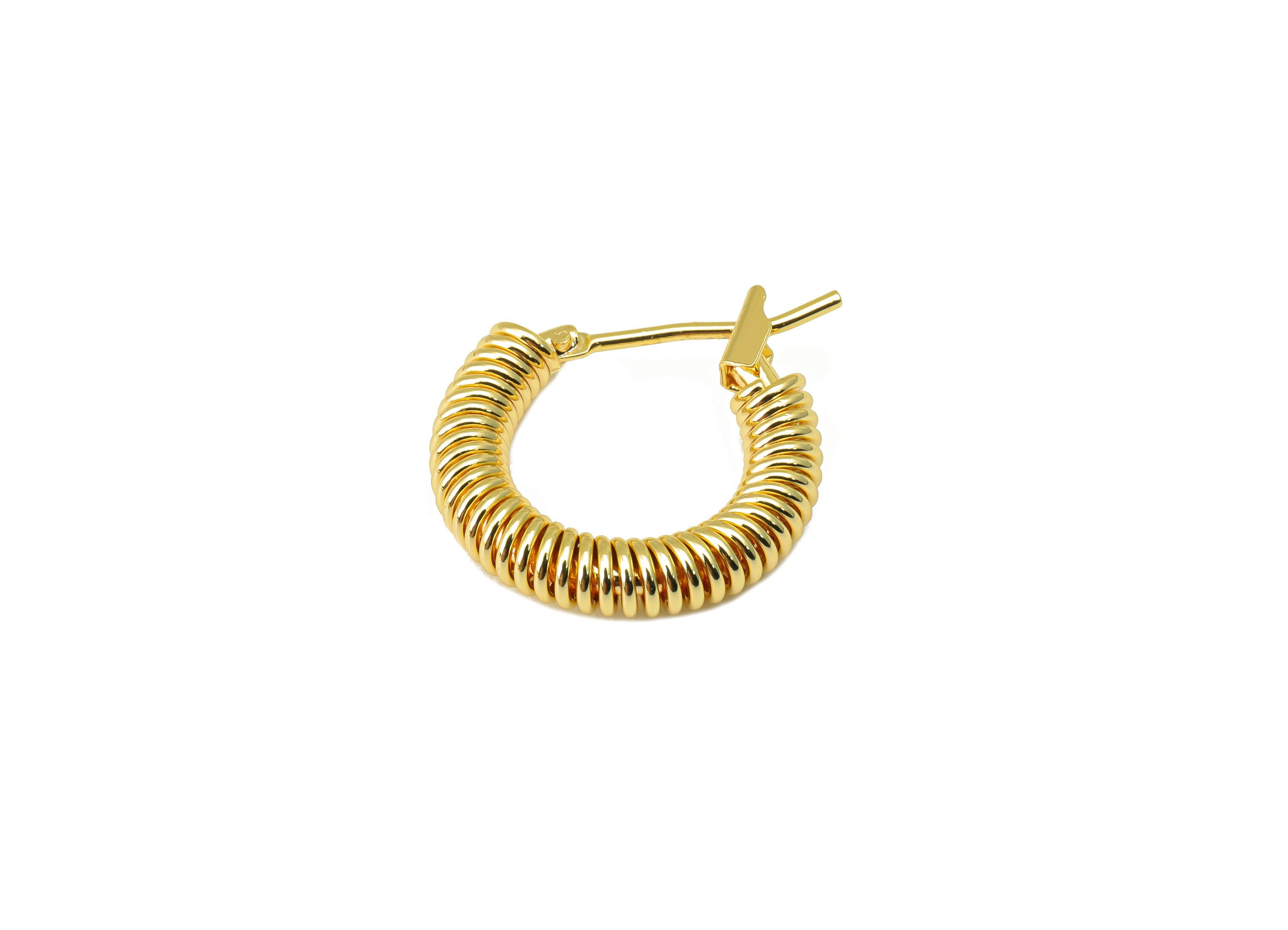 Brass Hoop Earring Stud - Brass Spiral Earring Post - Brass Earring Post - 18k real gold-plated -15.66x17.24x3.55mm- RGP6661 - DOMEDBAZAAR