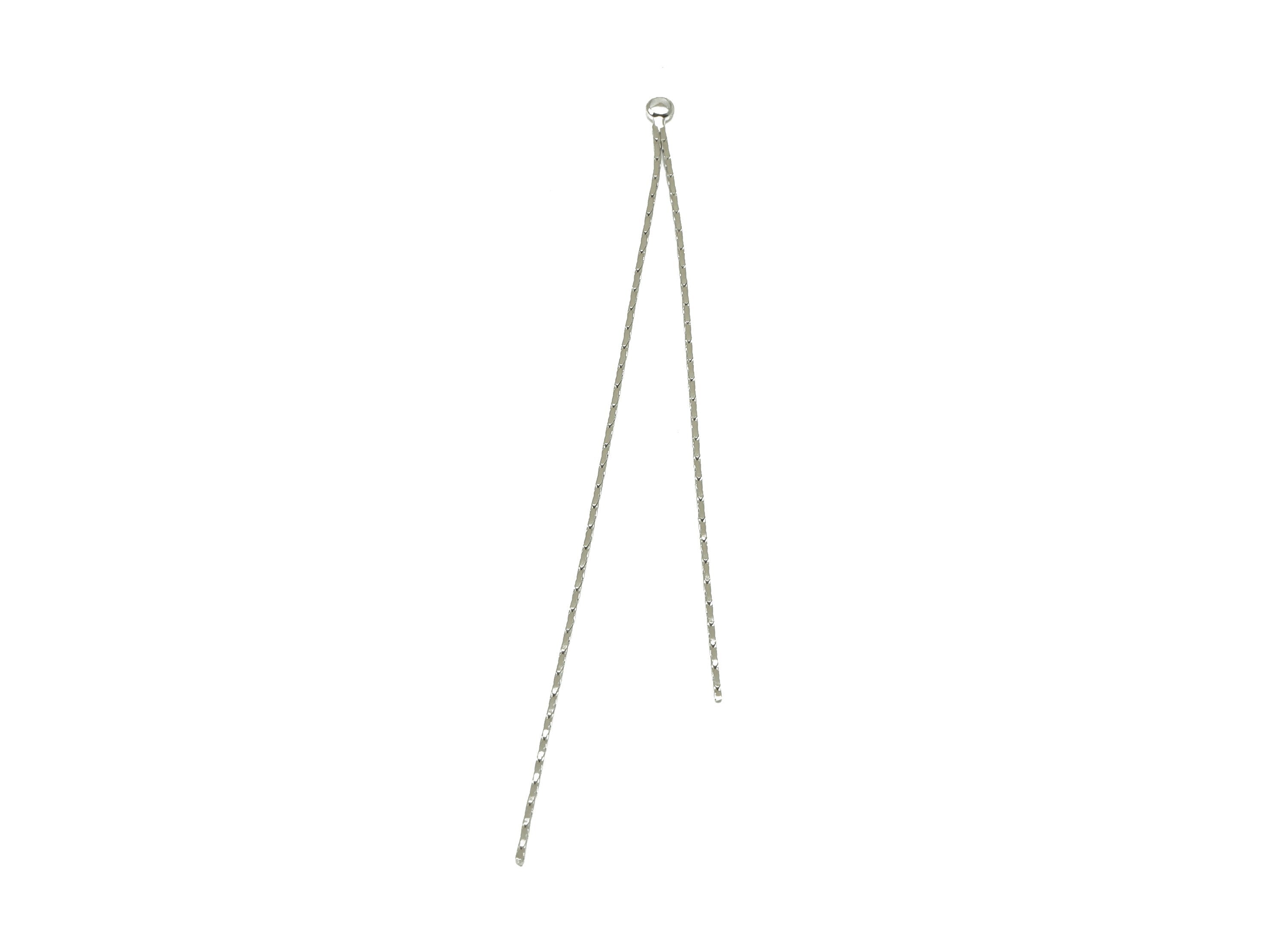 Brass Tassel Snake Chain Earring Charms - Brass Hanging Snake Chain Earring - 18k Real Gold Plating Brass - 77.47x2.39mx1.05mm - RGP2293S - DOMEDBAZAAR