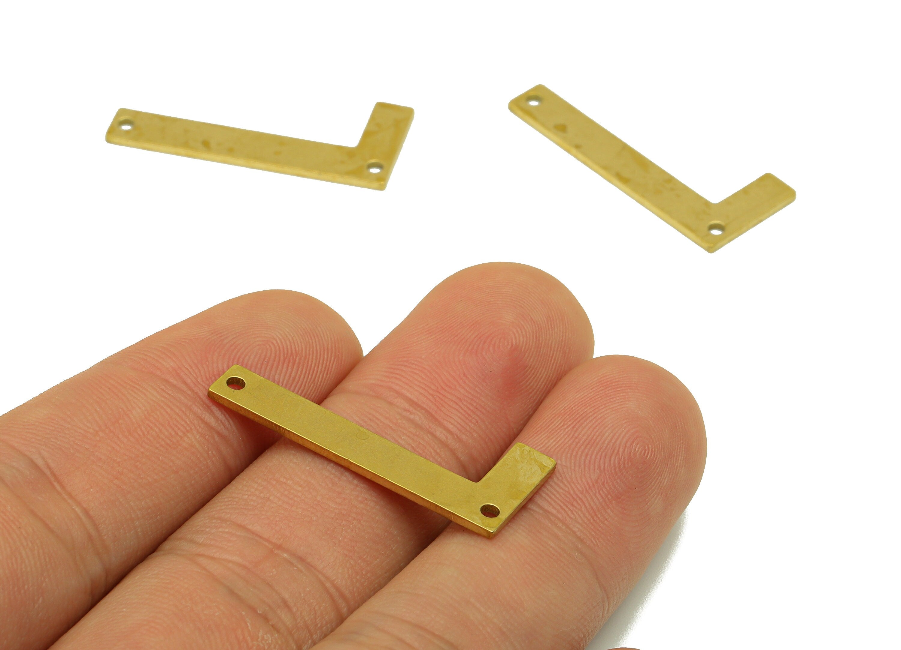 Brass Letter Earring Charm - Raw Brass L Connector -Brass Alphabet Connector-For Necklace - 29.9x12.31x1mm - PP8611L - DOMEDBAZAAR